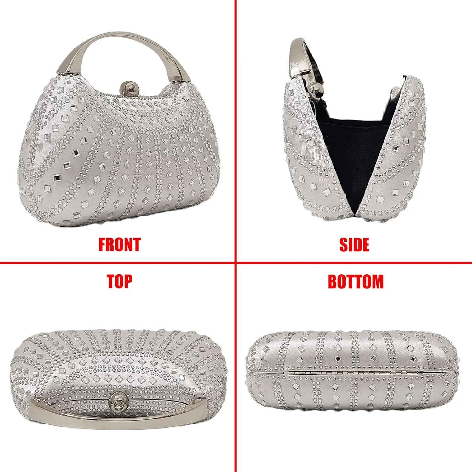 HUANG ZHUANG Elegant Crystal Clutch Rhinestone Handbags For Women Party Purse Wedding Prom Sparkly Bag