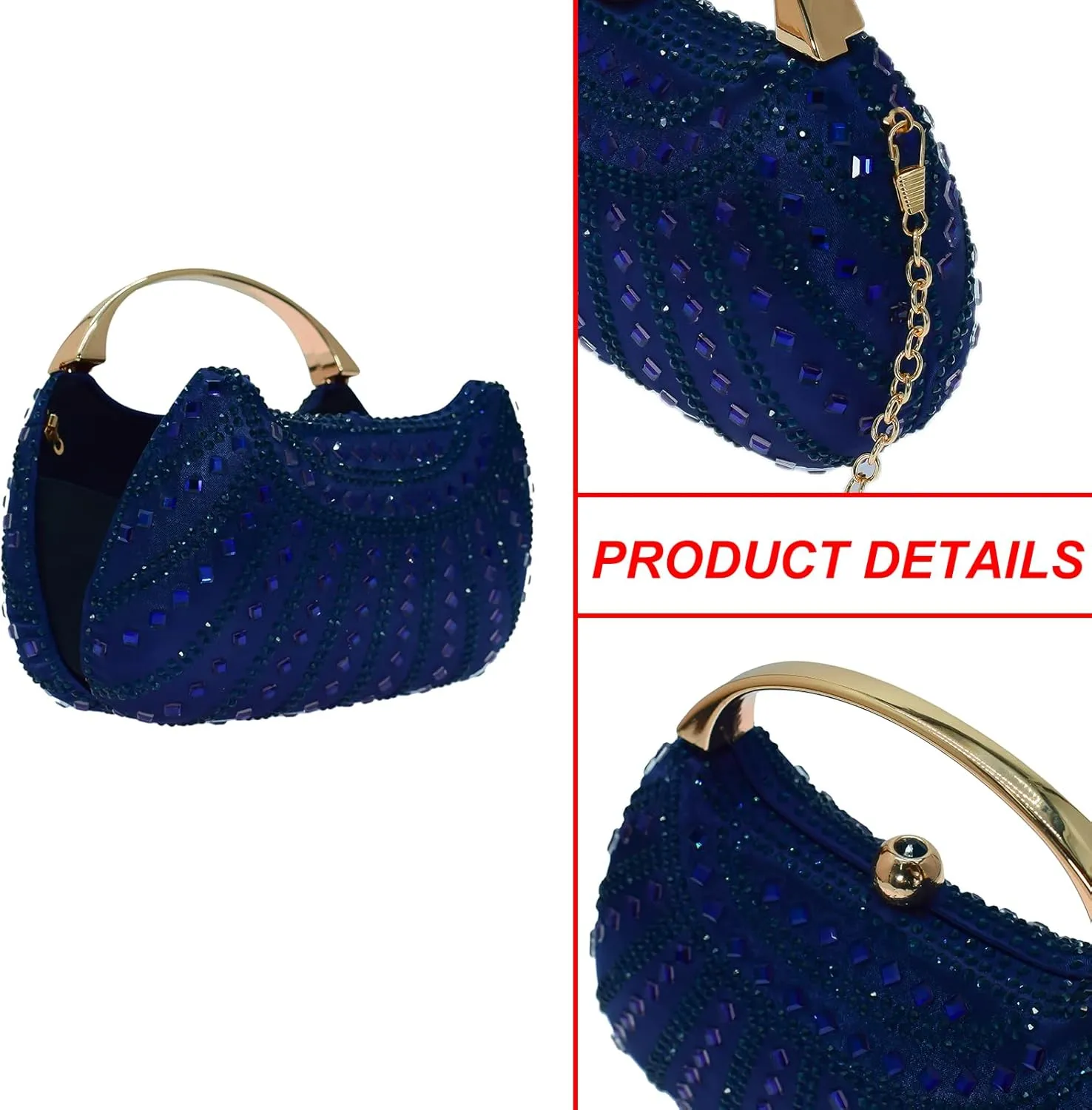 HUANG ZHUANG Elegant Crystal Clutch Rhinestone Handbags For Women Party Purse Wedding Prom Sparkly Bag