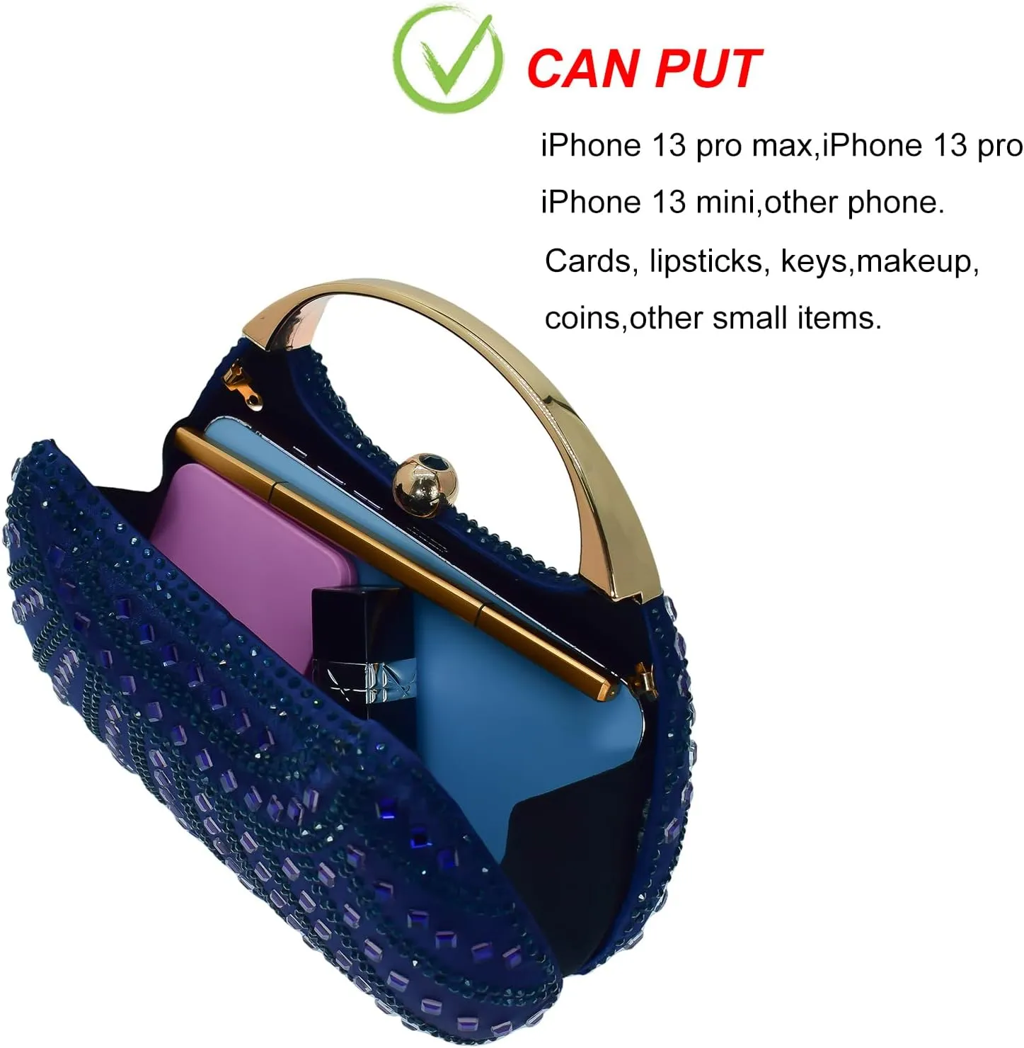 HUANG ZHUANG Elegant Crystal Clutch Rhinestone Handbags For Women Party Purse Wedding Prom Sparkly Bag