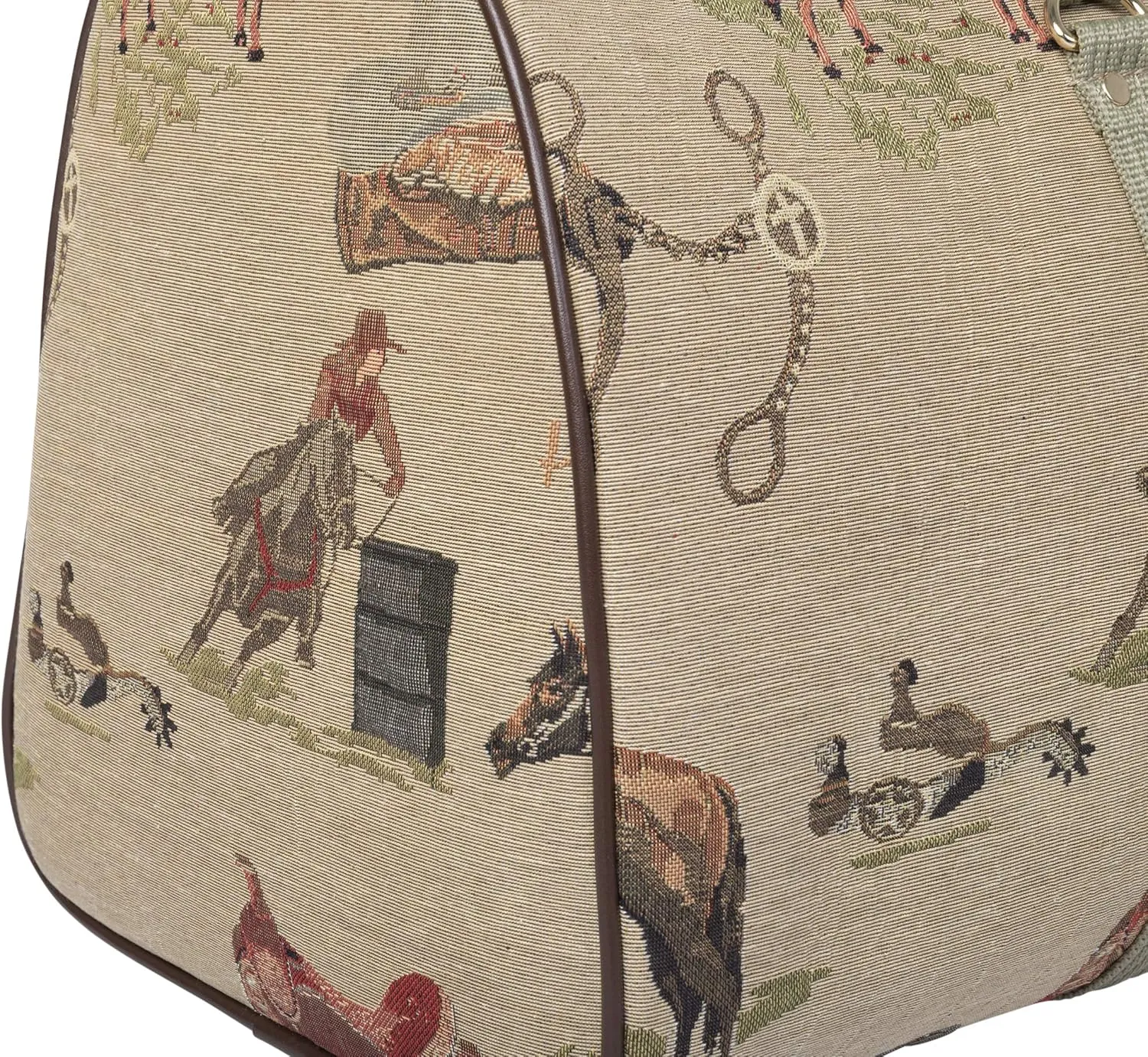 Huntley Equestrian 02135 Western Tapestry English Design Duffle Bag Lightweight Patterned Cotton Heavy Duty Handles Center Zipper Reinforced Bottom Durable & Long Lasting