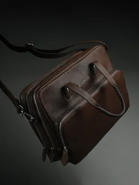 Italian Milled Leather Brunette Brown Slim Laptop Bag