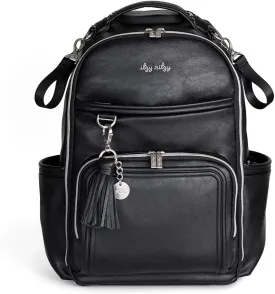 Itzy Ritzy Diaper Bag Backpack  Large Capacity Boss Plus Baby Backpack Diaper Bag Featuring 19 Pockets, Changing Pad, Stroller Clips, and Comfortable Backpack Straps, Black with Silver Hardware