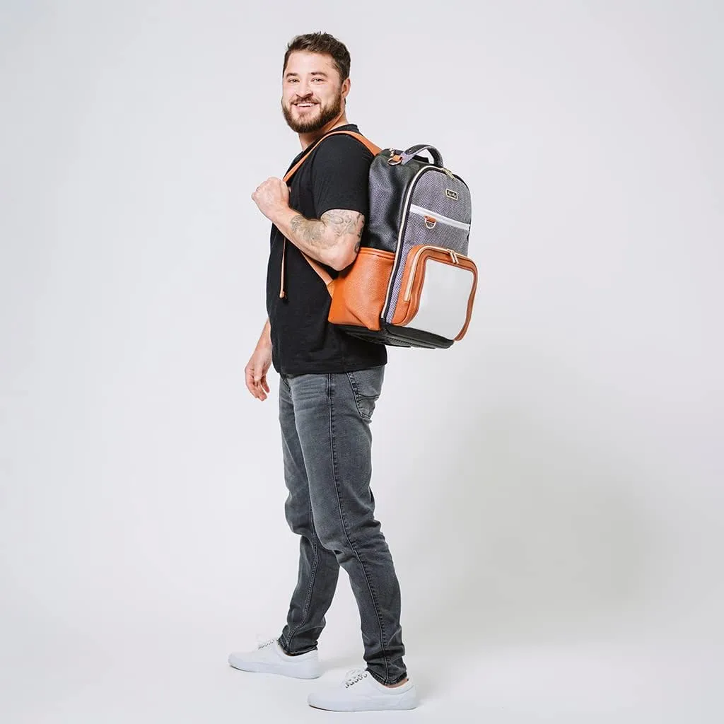 Itzy Ritzy Diaper Bag Backpack  Large Capacity Boss Plus Baby Backpack Diaper Bag Featuring 19 Pockets, Changing Pad, Stroller Clips, and Comfortable Backpack Straps, Coffee & Cream Boss Plus