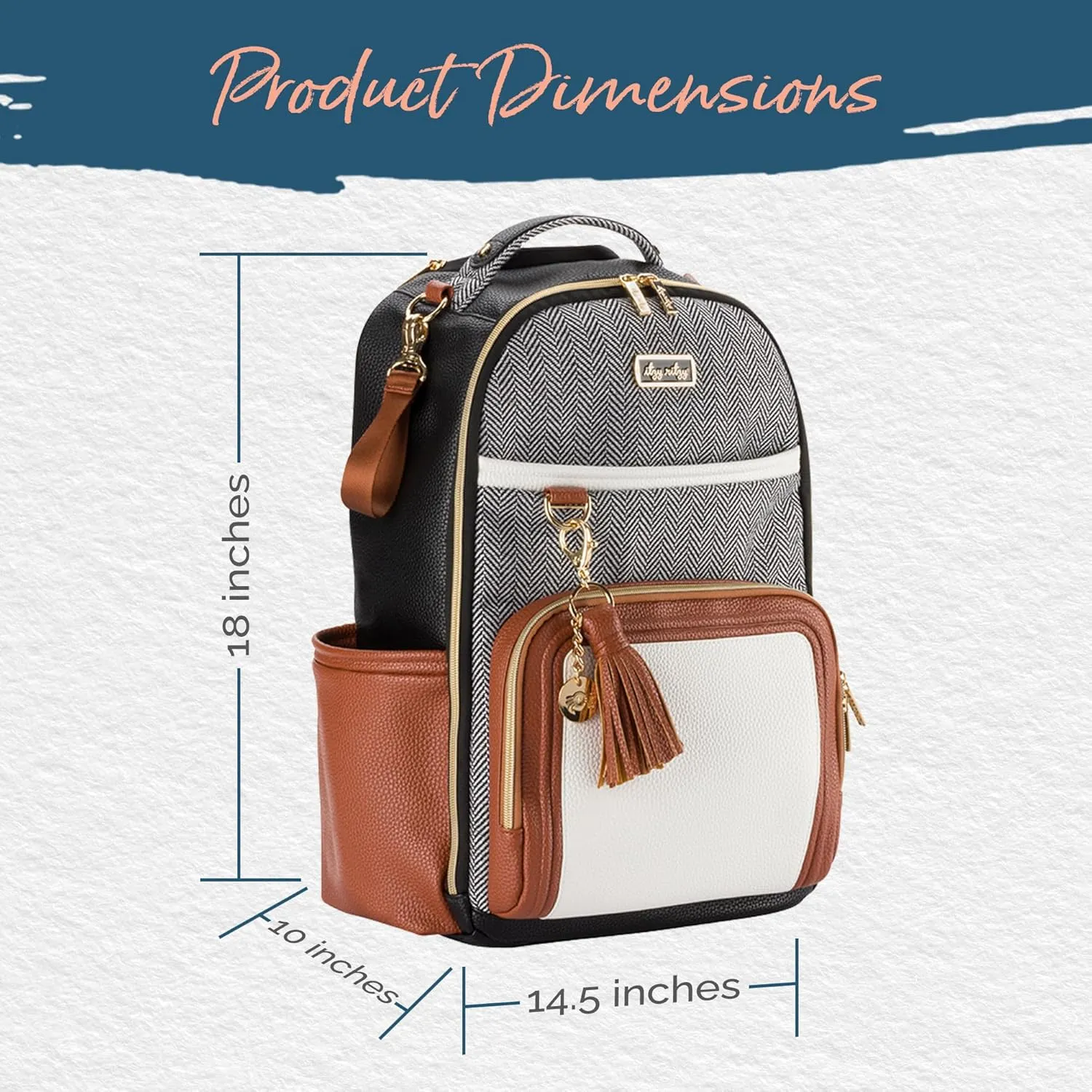 Itzy Ritzy Diaper Bag Backpack  Large Capacity Boss Plus Baby Backpack Diaper Bag Featuring 19 Pockets, Changing Pad, Stroller Clips, and Comfortable Backpack Straps, Coffee & Cream Boss Plus