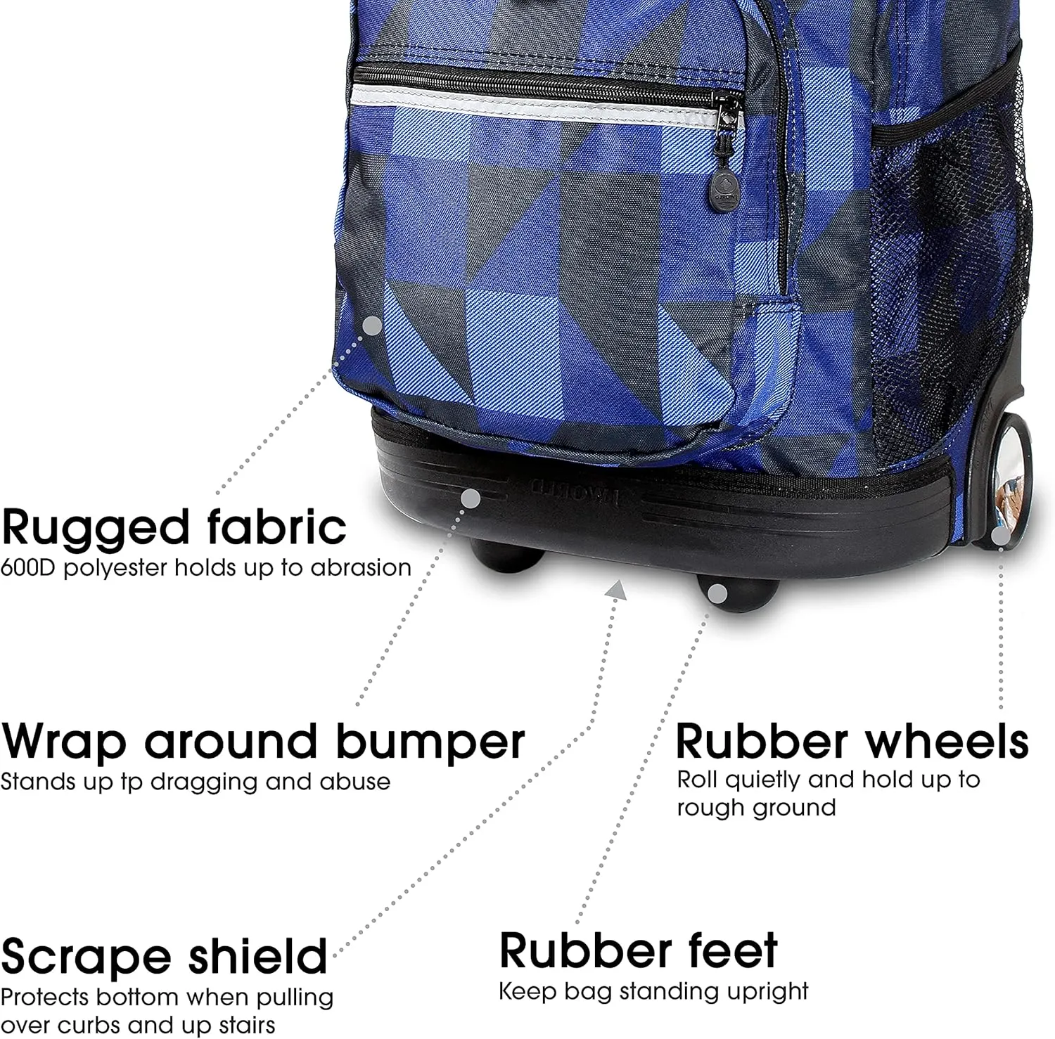 J World New York Sunrise Rolling Backpack, Block Navy, One Size