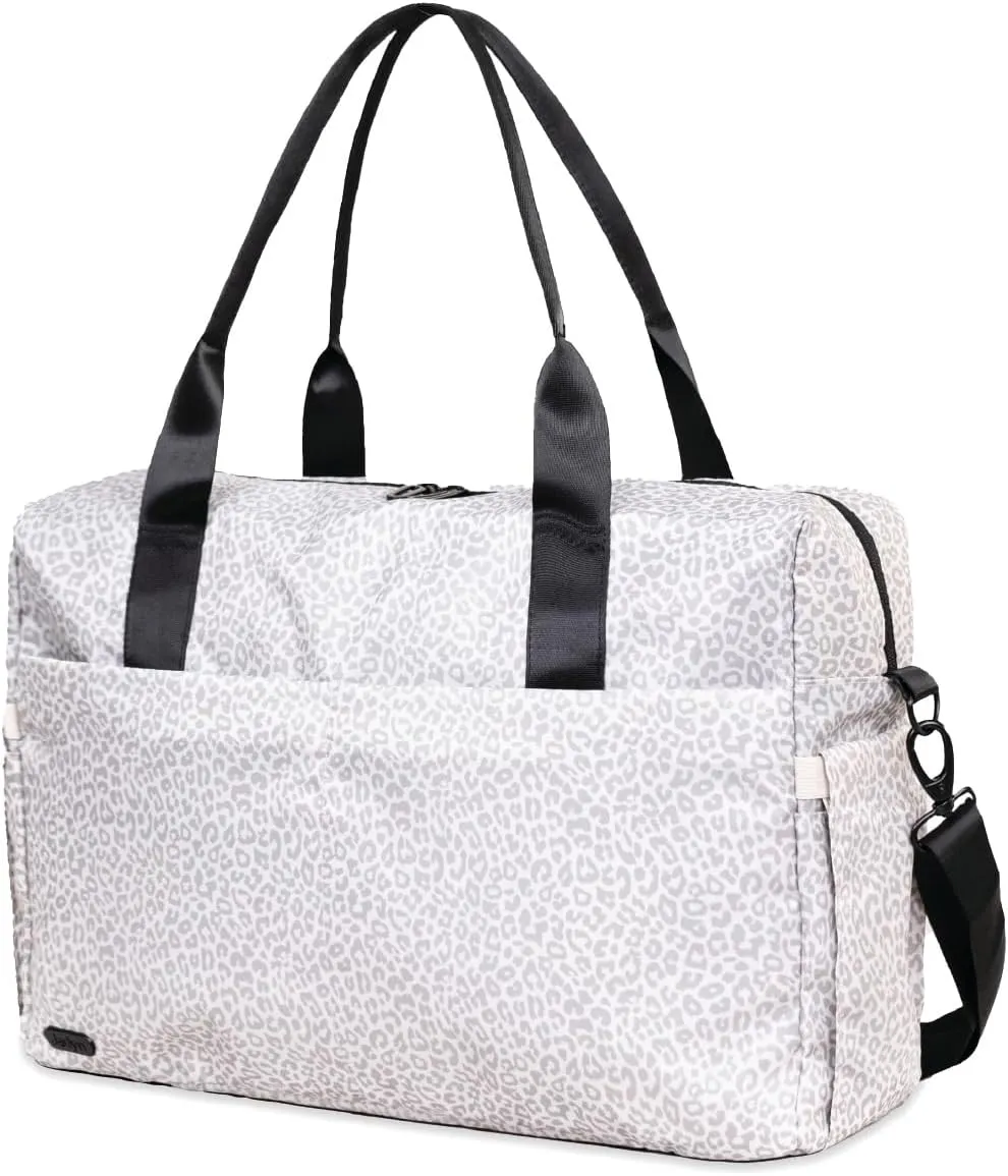 Jadyn Carry-On Travel Duffel Bag for Women, 18 Weekender Bag with Laptop Compartment and Trolley Sleeve, Ideal for Work, Gym, and Overnight Trips (Desert Leopard)