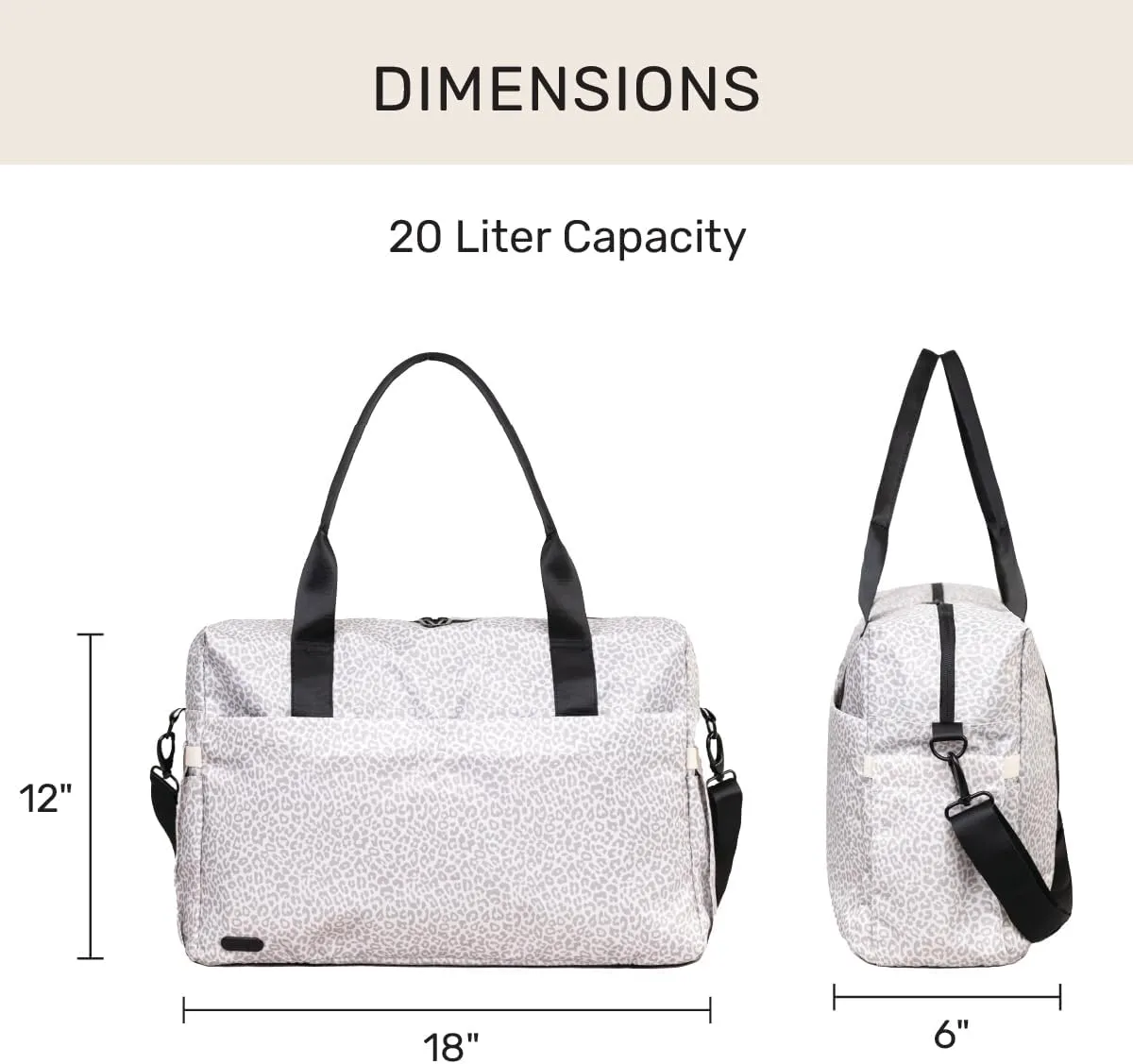 Jadyn Carry-On Travel Duffel Bag for Women, 18 Weekender Bag with Laptop Compartment and Trolley Sleeve, Ideal for Work, Gym, and Overnight Trips (Desert Leopard)