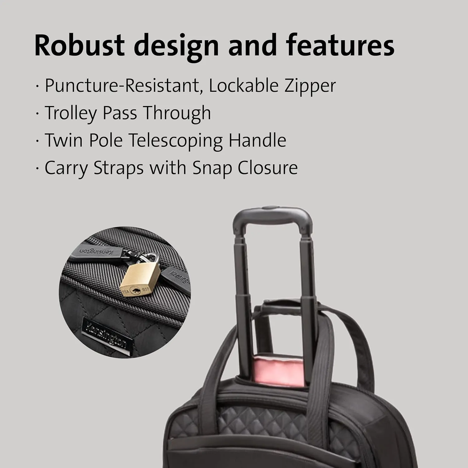 Kensington Contour 2.0 Laptop Rolling Bag, Briefcase, Laptop Spinner, Laptop Roller Bag wheeled,15.6, Water Resistant, Black (K60380WW)