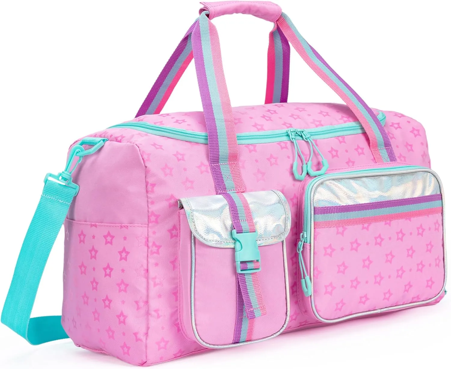 Kids Duffle Bag Girls Travel Bag Gifts Overnight Sleepover Bags for Girls Women Tote Gym Dance Bags for Kids with Shoes Compartment Pink