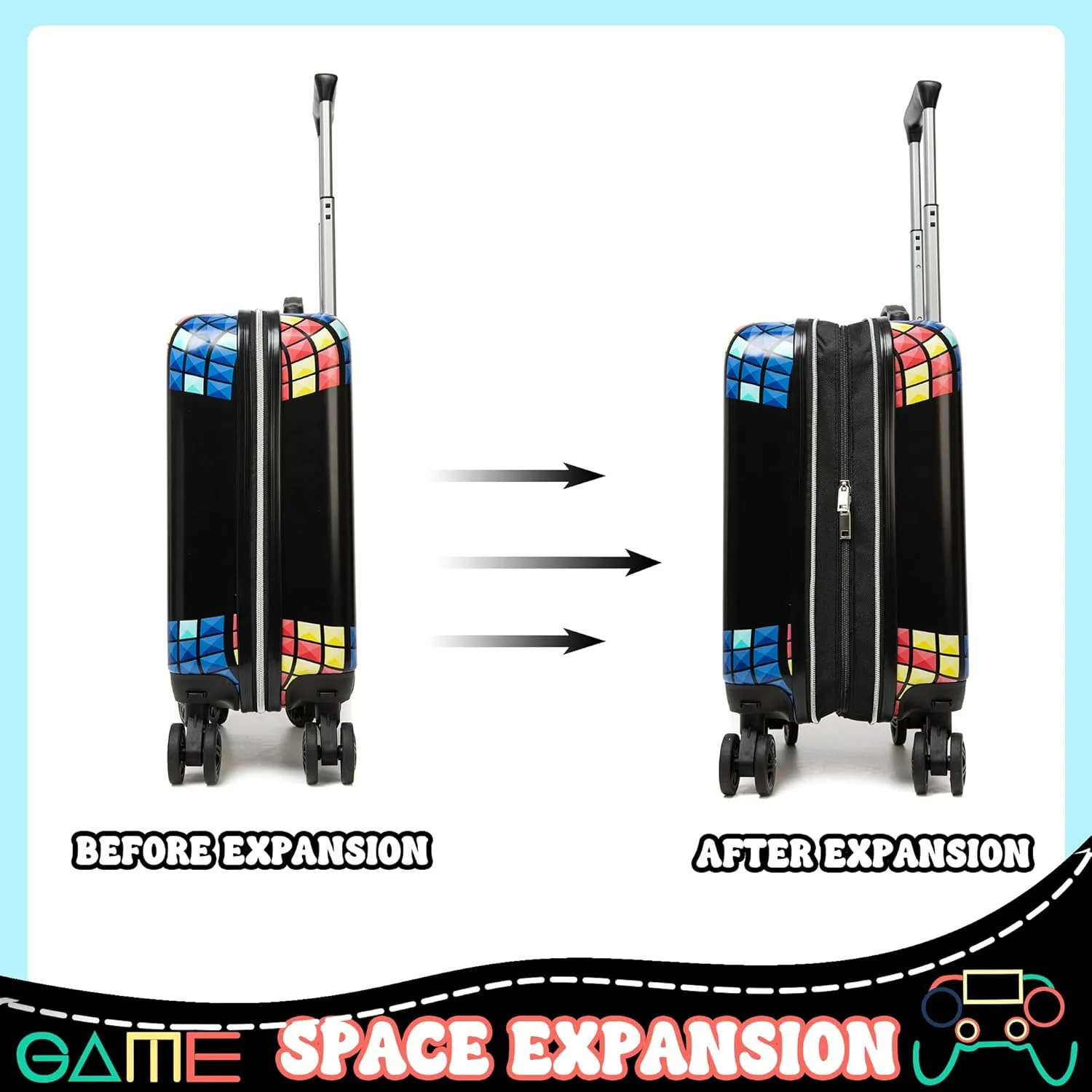 Kids Suitcase Set for Boys Hardside Luggage with Spinner Wheels 2 Piece 16inch Toddler Suitcase for Boys Travel Carry on Luggage Airline Approved