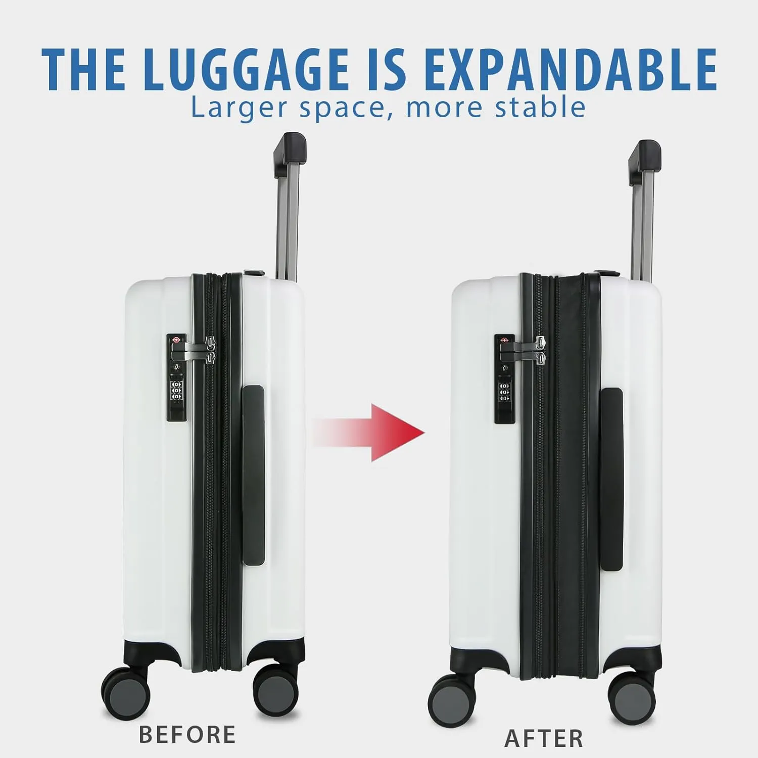 KROSER Hardside Expandable Carry On Luggage with Spinner Wheels & Built-in TSA Lock, Durable Suitcase Rolling Luggage with USB Port, Carry-On 20-Inch, White