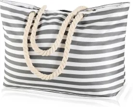 KUAK Beach Bags for Women Extra Large Beach Tote Bag with Top Zipper, 3 Inner Pockets Waterproof Sandproof Swim Pool Bag