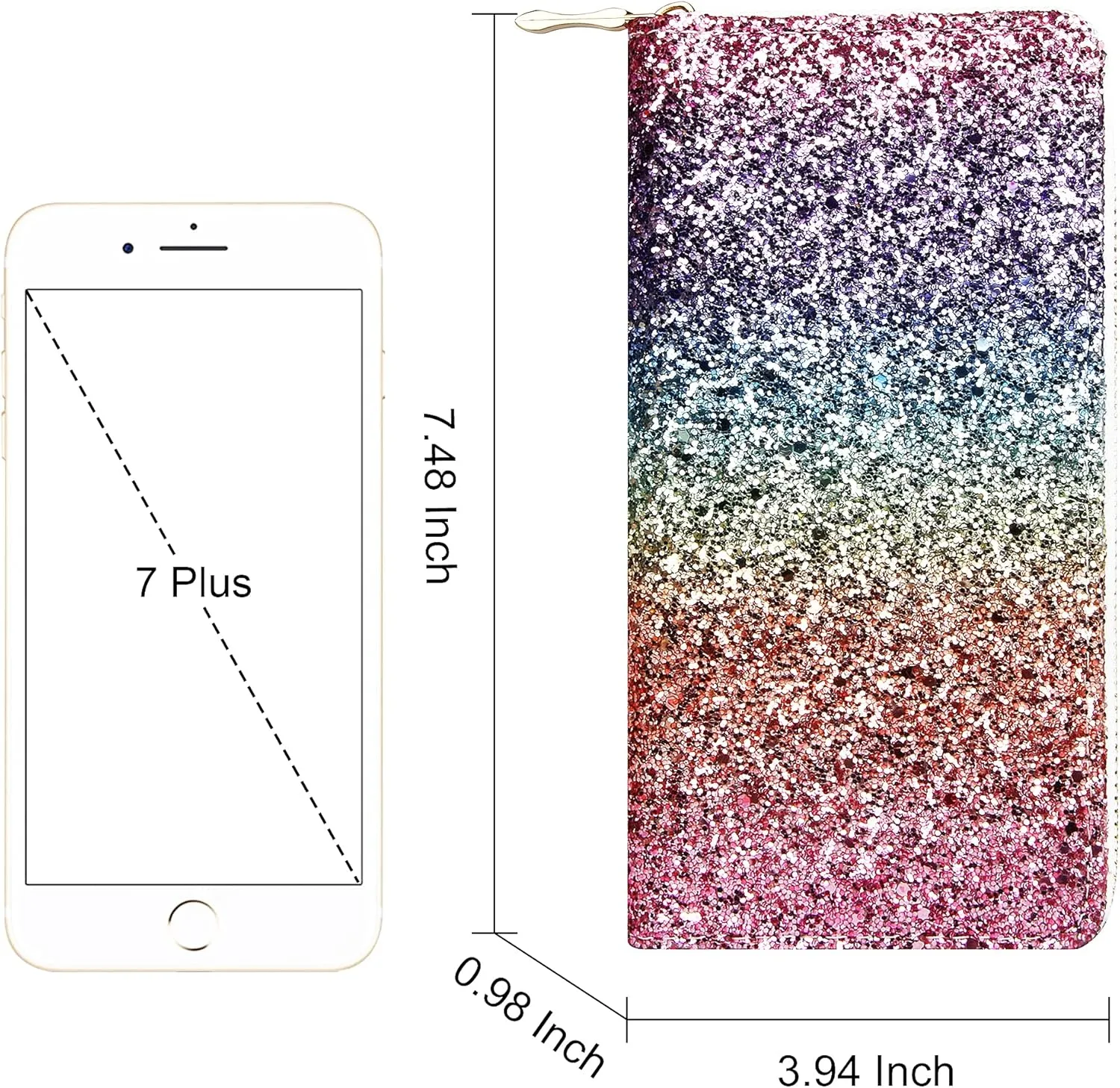 KUKOO Glitter Wallet for Women Shiny Long Phone Clutch Purse Ladies Card Holder