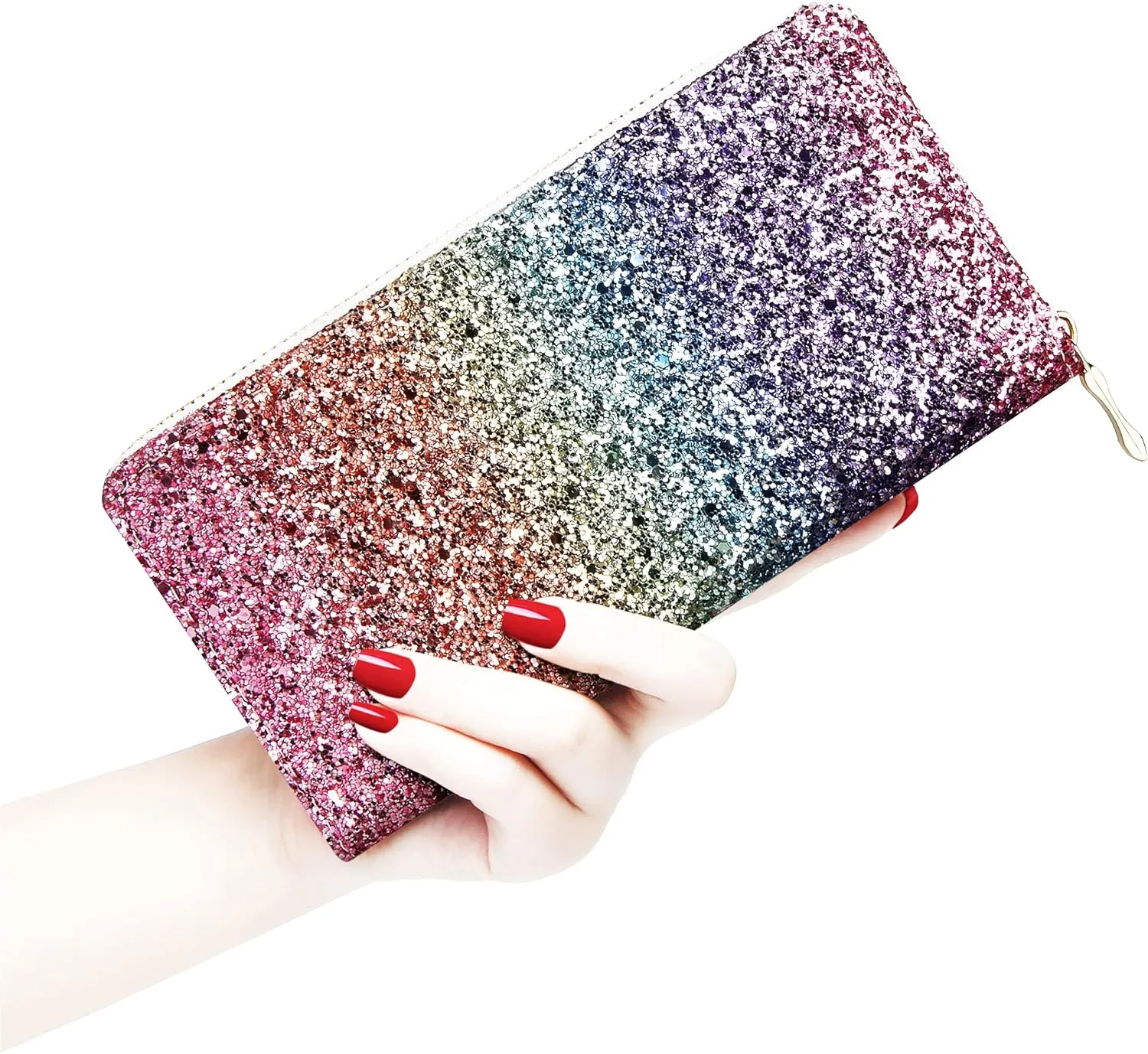 KUKOO Glitter Wallet for Women Shiny Long Phone Clutch Purse Ladies Card Holder