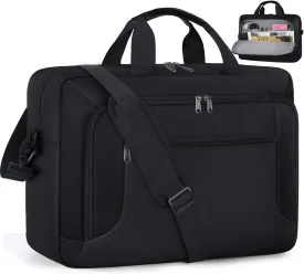 Laptop Bag 15.6 Inch Laptop Briefcase Computer Bag for Men Women Waterproof Business Office Work Large Laptop Case 15.6 Inch Adjustable Shoulder Messenger Bag Black