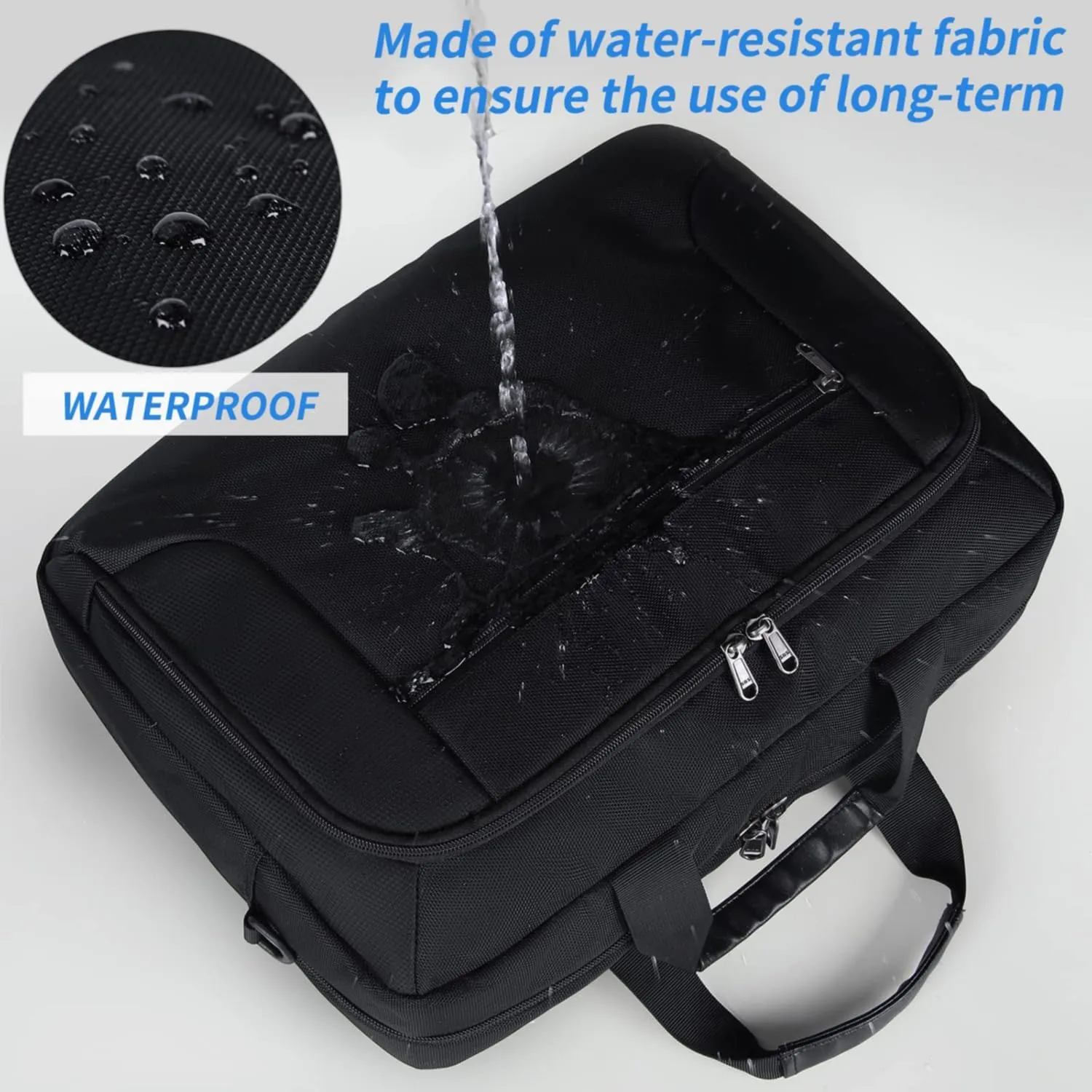 Laptop Bag 15.6 Inch Laptop Briefcase Computer Bag for Men Women Waterproof Business Office Work Large Laptop Case 15.6 Inch Adjustable Shoulder Messenger Bag Black