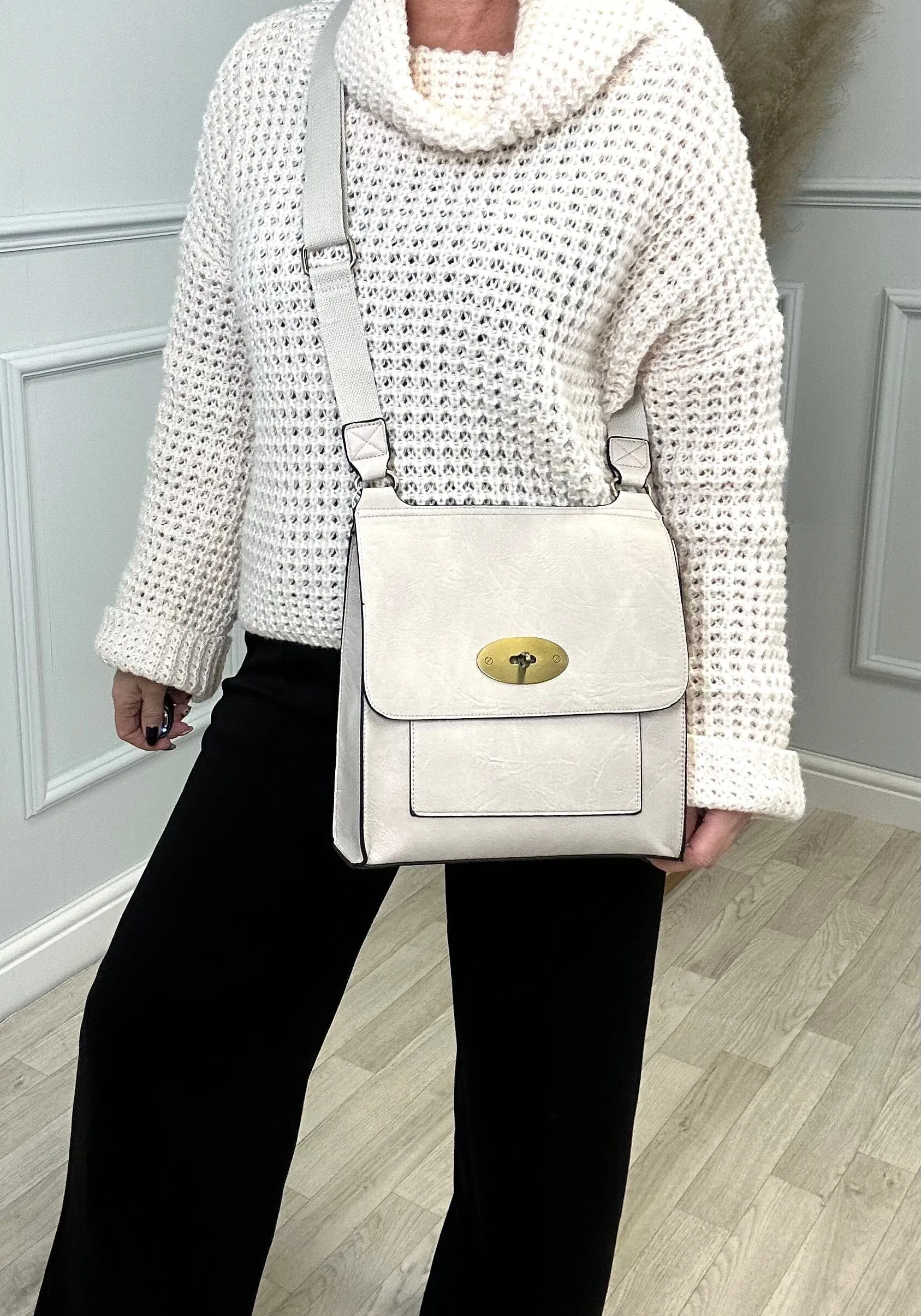 Large Tilly Messenger Crossbody Bag Beige