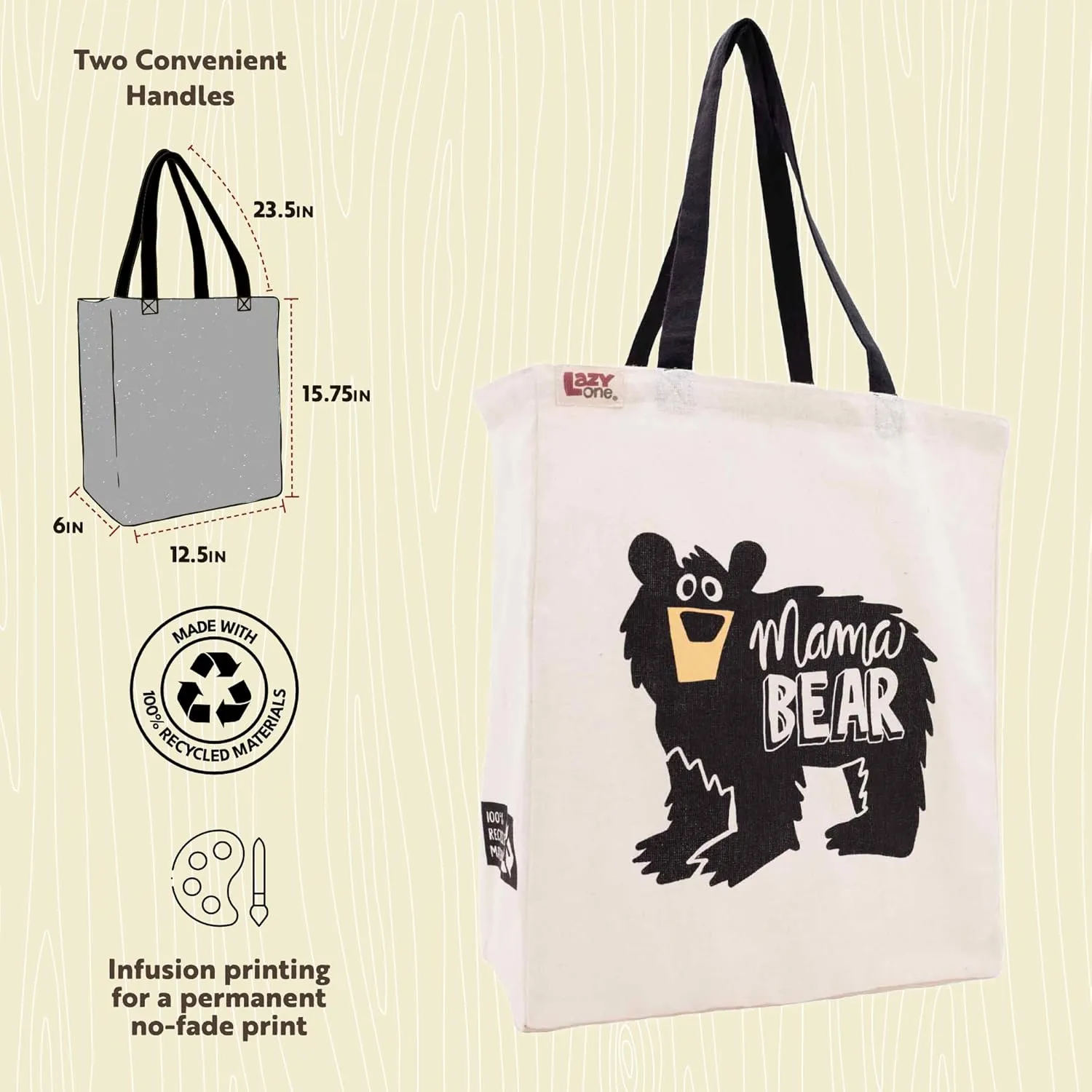 Lazy One Canvas Tote Bag, Novelty Tote Bag for Women and Men, Reusable Shopping Bags, Perfect for Shopping, Travel and Work