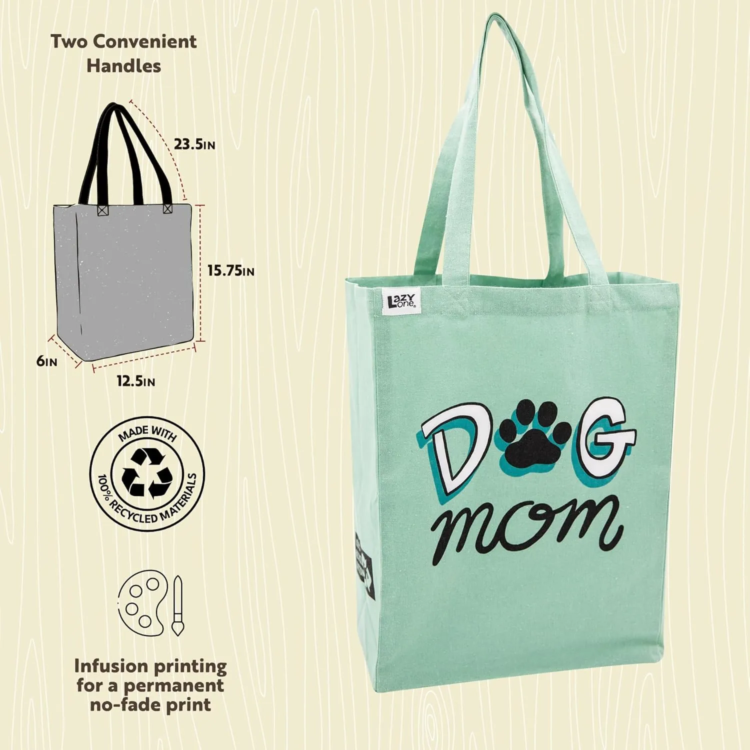 Lazy One Canvas Tote Bag, Novelty Tote Bag for Women and Men, Reusable Shopping Bags, Perfect for Shopping, Travel and Work