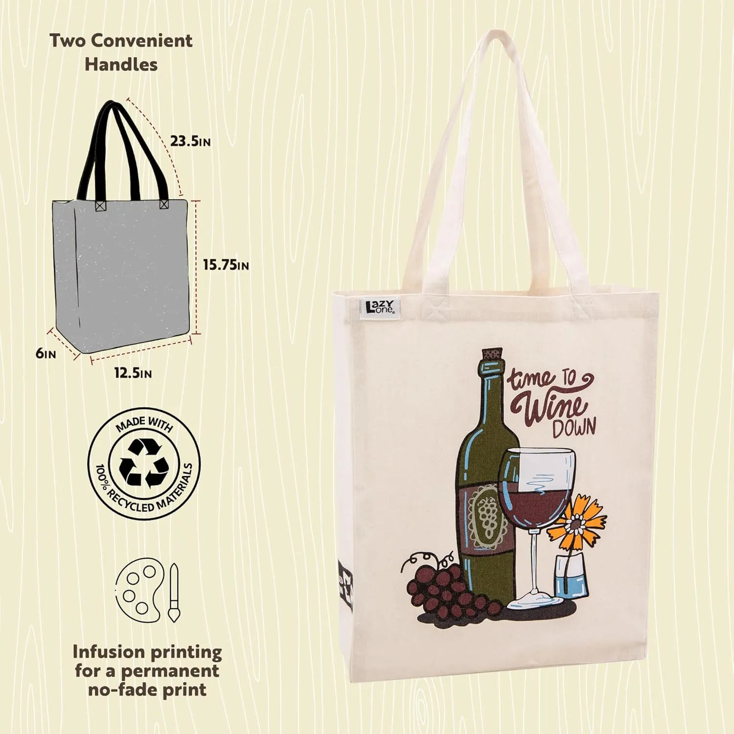 Lazy One Canvas Tote Bag, Novelty Tote Bag for Women and Men, Reusable Shopping Bags, Perfect for Shopping, Travel and Work