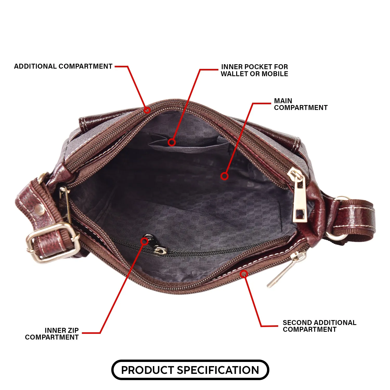Leather Messenger Bag 36821 (Brown)