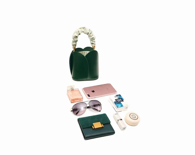 Lotus Leather Bucket Bag