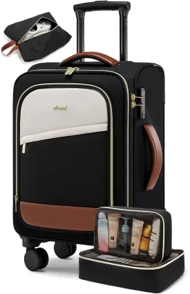 LOVEVOOK 4 Pcs Carry On Luggage 22x14x9 Airline Approved, 20 Inch Carry On Suitcases with Wheels, Softside Rolling Suitcase for Women Men, with TSA Lock Weekender Travel Luggage