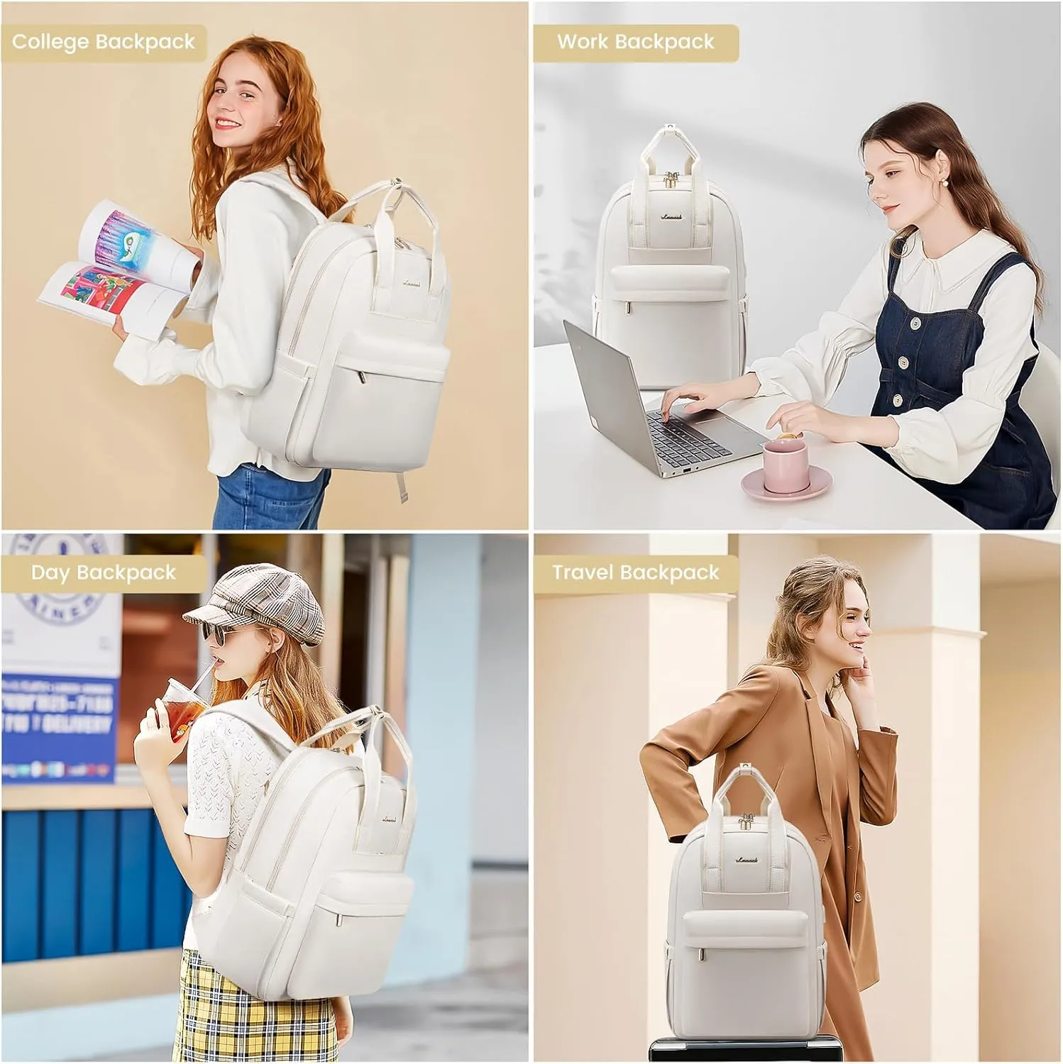 LOVEVOOK Laptop Backpack Purse for Women, 15.6 Inch Travel Laptop Bag with USB Port, Waterproof Work Teacher Nurse Computer Backpack, Durable Casual Daypack