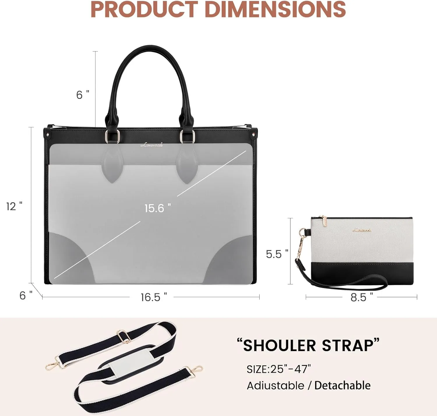 LOVEVOOK Laptop Bag for Women 15.6 inch,Professional Canvas Work Bags Laptop Tote Bag with Cup Holder,Waterproof Laptop Purse Work Tote Computer Briefcase Crossbody Handbag for Teacher Office Travel