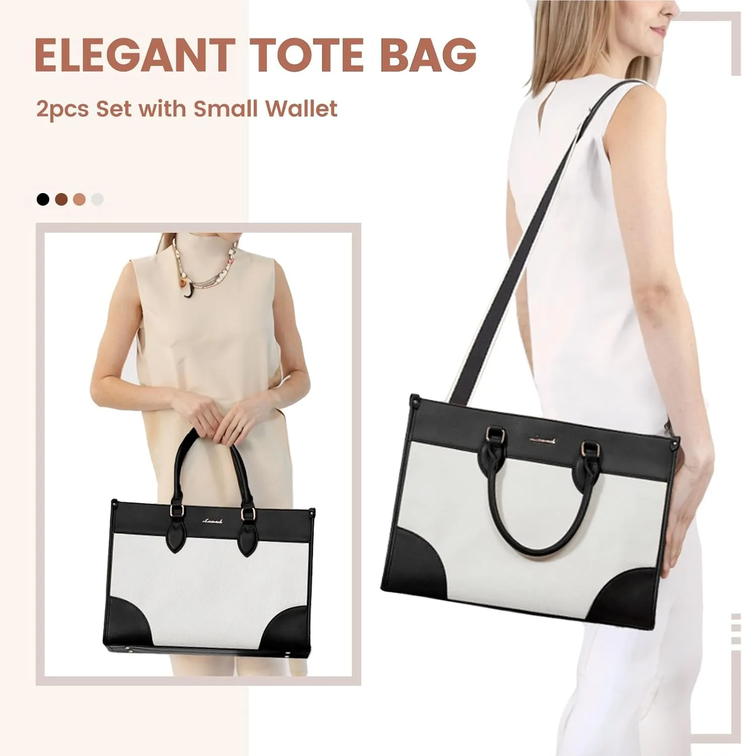 LOVEVOOK Laptop Bag for Women 15.6 inch,Professional Canvas Work Bags Laptop Tote Bag with Cup Holder,Waterproof Laptop Purse Work Tote Computer Briefcase Crossbody Handbag for Teacher Office Travel