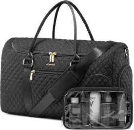 LOVEVOOK Travel Duffle Bag, 40L Weekender Overnight Bag with Toiletry, Quilted Carry On Bags with Shoe Compartment, Gym Duffel Bags with Wet Pocket for Women, Hospital Bags for Labor and Delivery