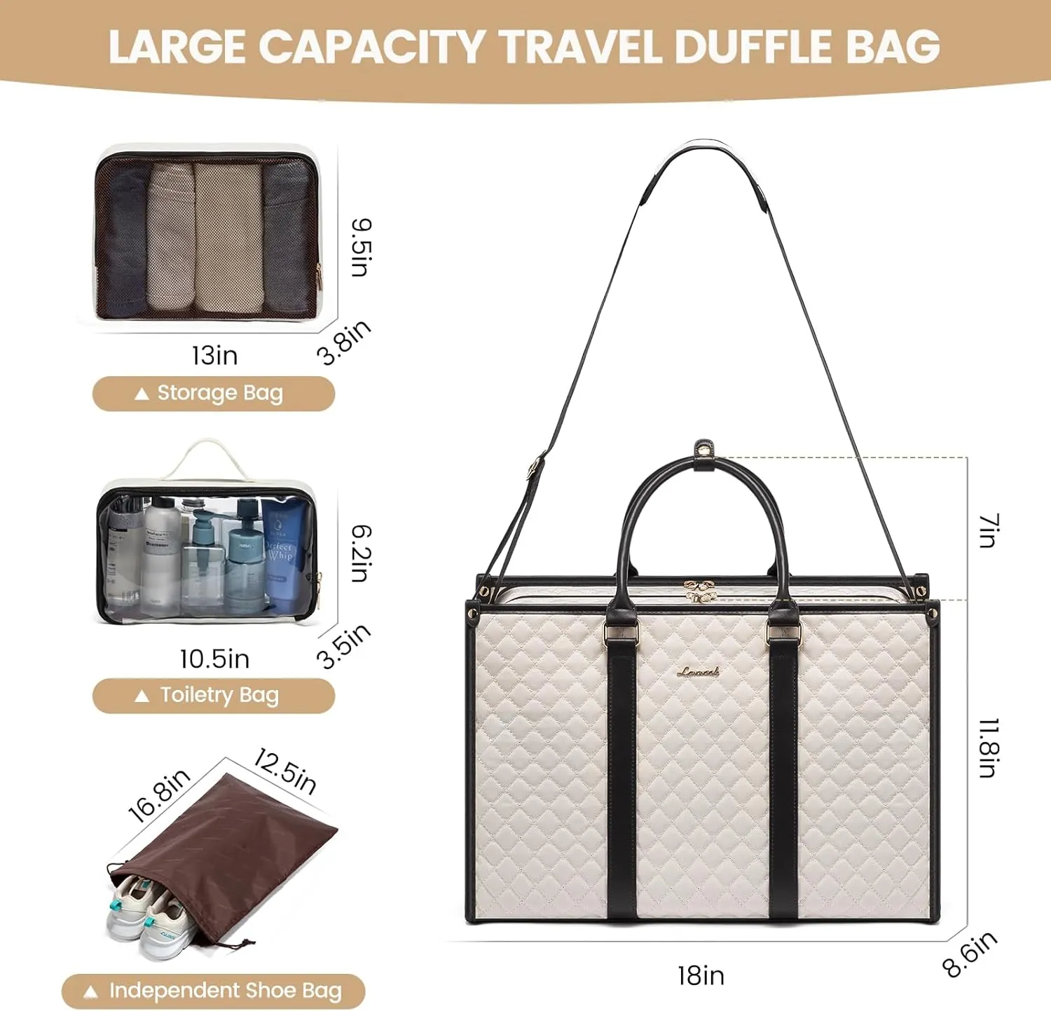 LOVEVOOK Travel Duffle Bag - Weekender & Overnight Bag for Women with Toiletry & Laptop Compartments