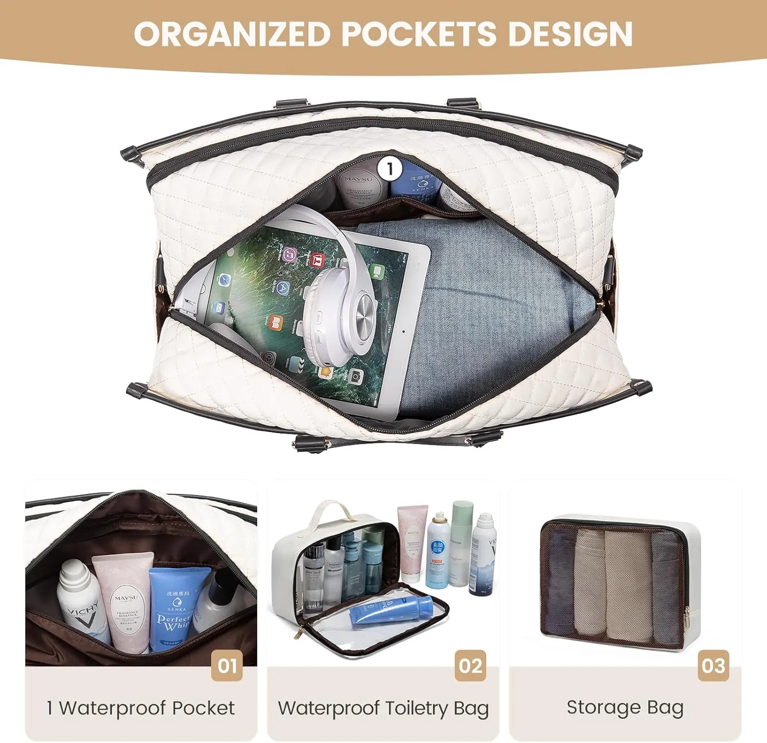 LOVEVOOK Travel Duffle Bag - Weekender & Overnight Bag for Women with Toiletry & Laptop Compartments