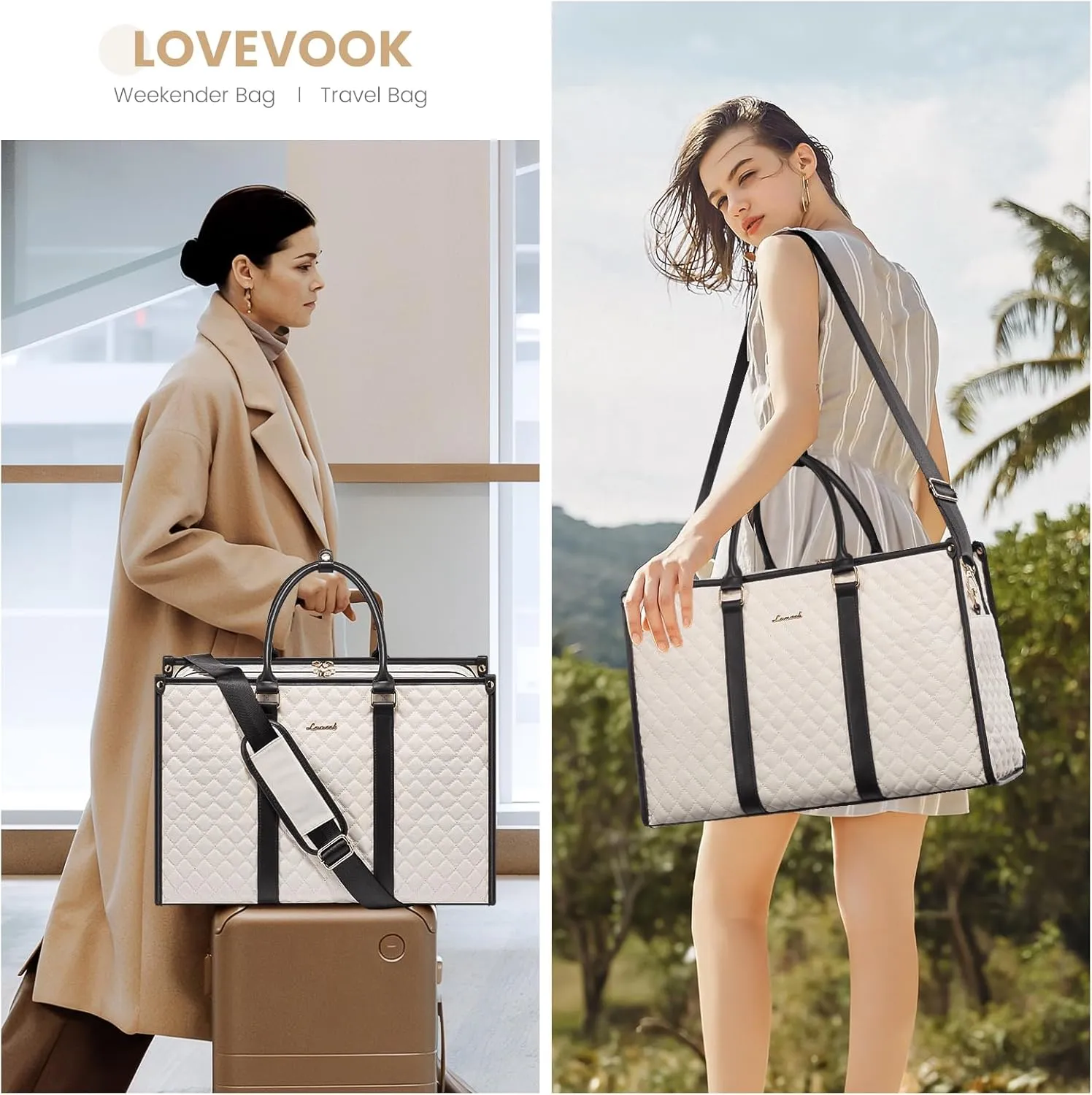 LOVEVOOK Travel Duffle Bag - Weekender & Overnight Bag for Women with Toiletry & Laptop Compartments