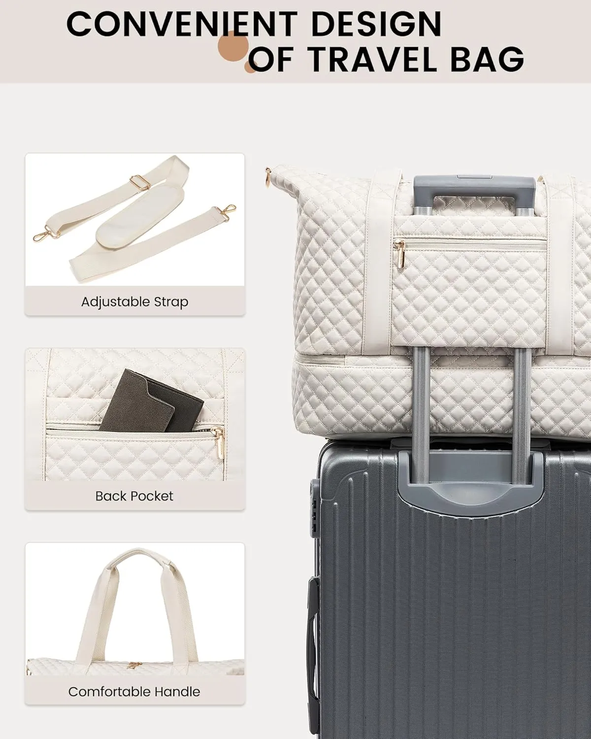 LOVEVOOK Weekender Bags for Women, Travel Duffle Bag with Shoe Compartment, Gym Duffel Bag with Makeup Bag Carry-on Tote Bag for Airplanes Weekend, Hospital Bags for Labor and Delivery