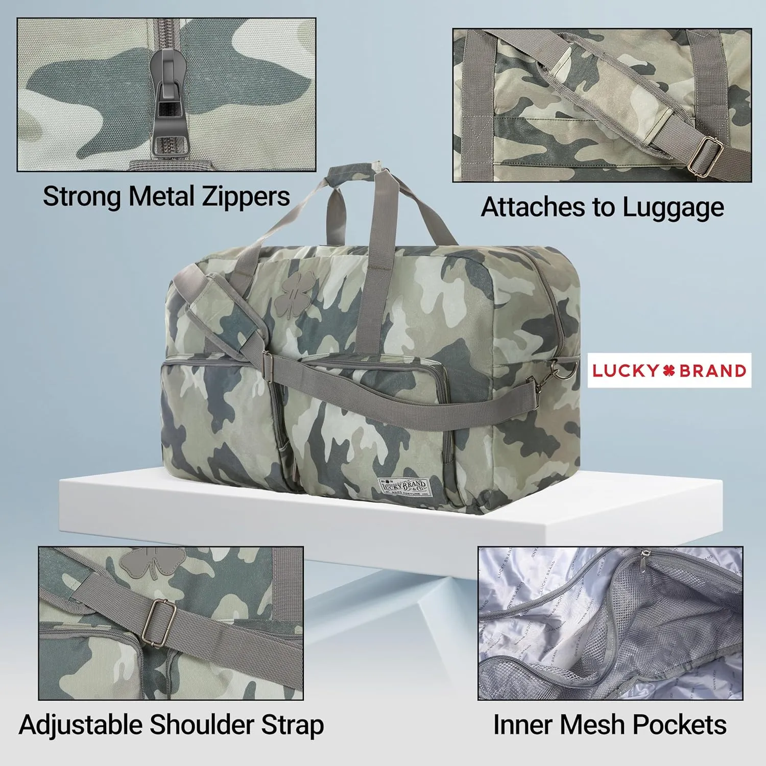 Lucky Travel Duffel Bags 65L, Gym Bag, Travel Bag & Large Duffle Bag for Men, Foldable Overnight Weekender Bags for Women & Men with Adjustable Shoulder Strap, Camo
