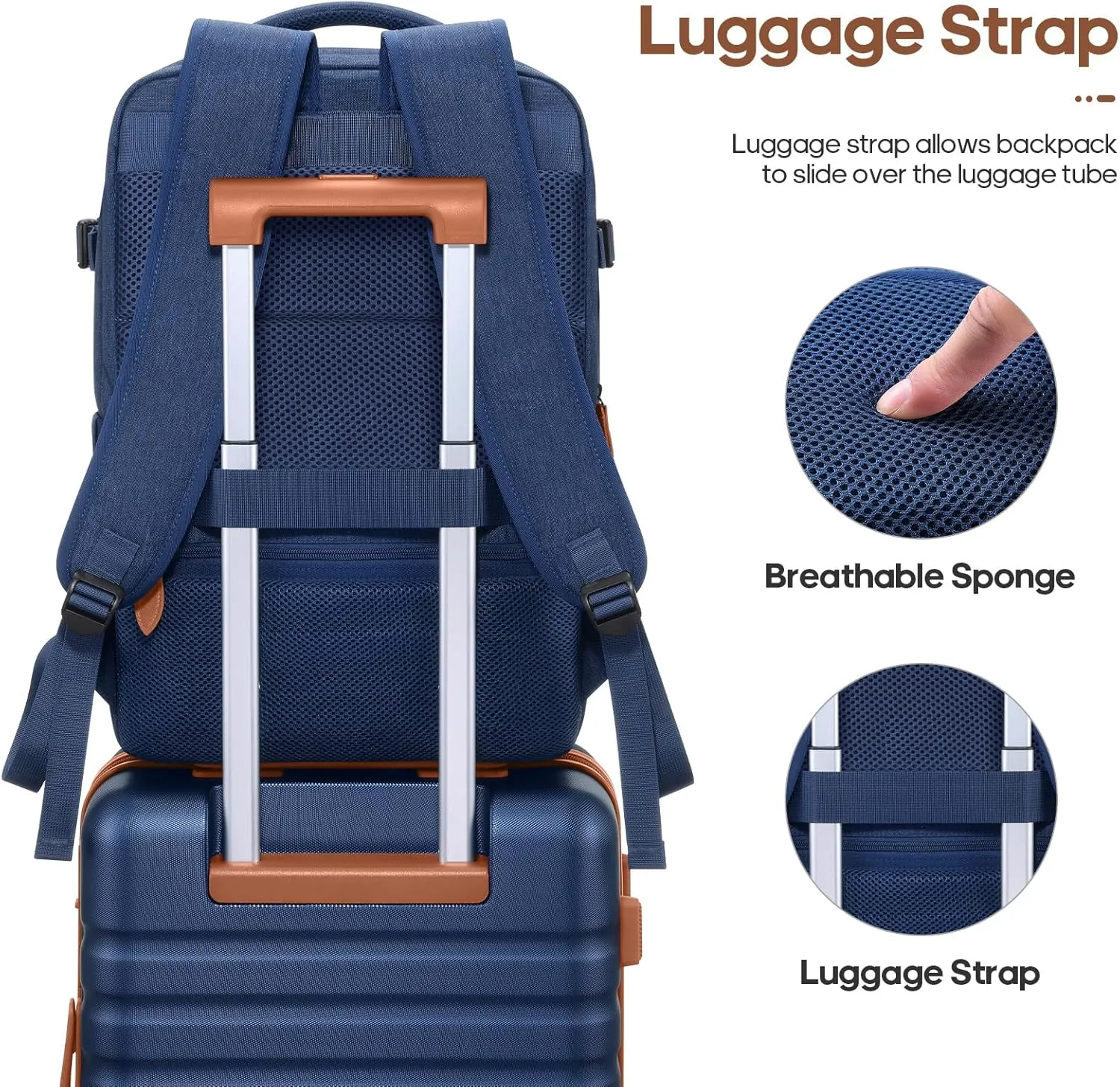Luggage Sets 3 Piece, Carry On Luggage 20 Inch With Spinner Wheels,PC Hardside Suitcase Set with TSA Lock,Durable Carry On Suitcase With Travel Backpack for Men (Blue, 3 piece set (20inch))