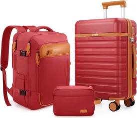 Luggage Sets 3 Piece, Carry On Luggage 20 Inch With Spinner Wheels,PC Hardside Suitcase Set with TSA Lock,Durable Carry On Suitcase With Travel Backpack for Men
