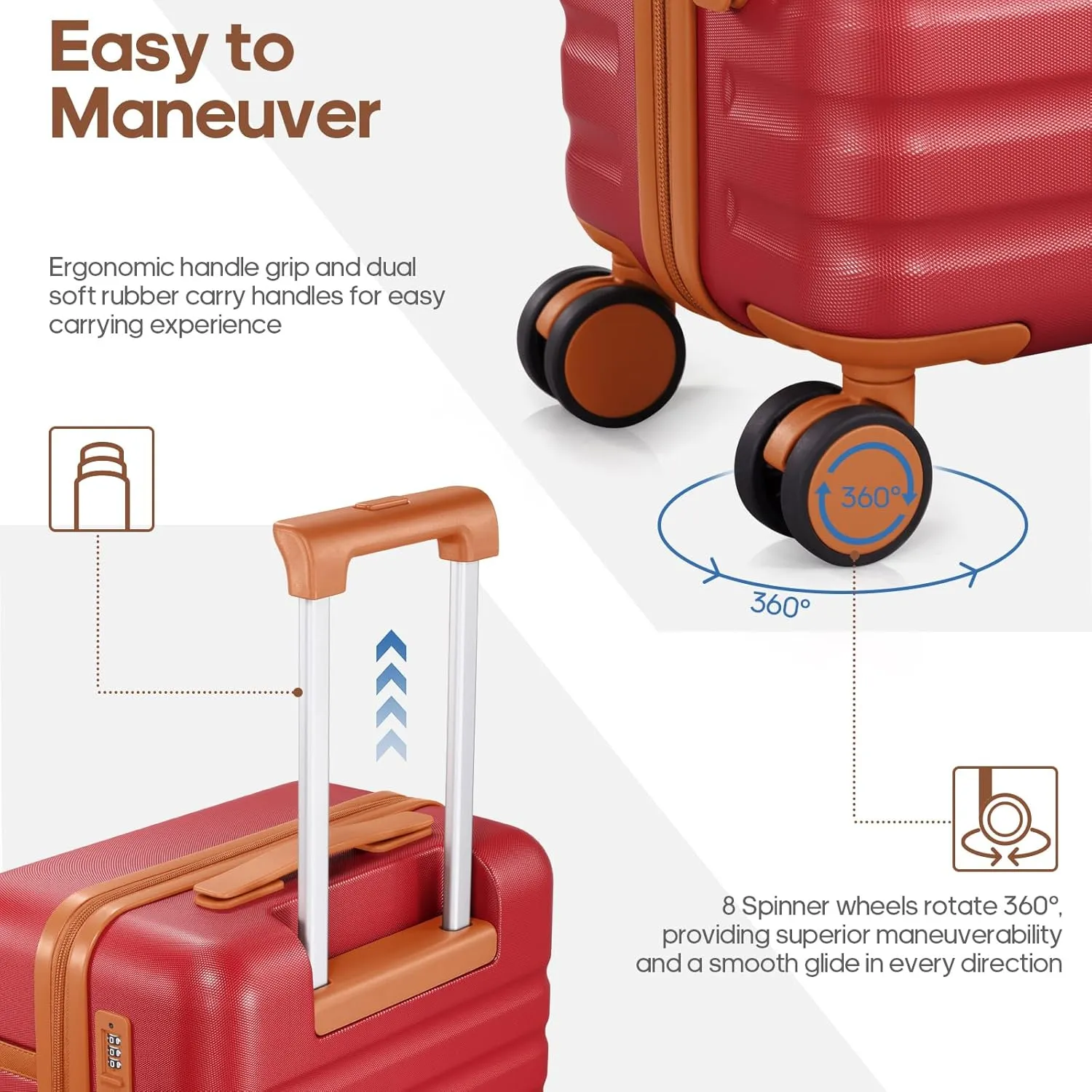 Luggage Sets 3 Piece, Carry On Luggage 20 Inch With Spinner Wheels,PC Hardside Suitcase Set with TSA Lock,Durable Carry On Suitcase With Travel Backpack for Men