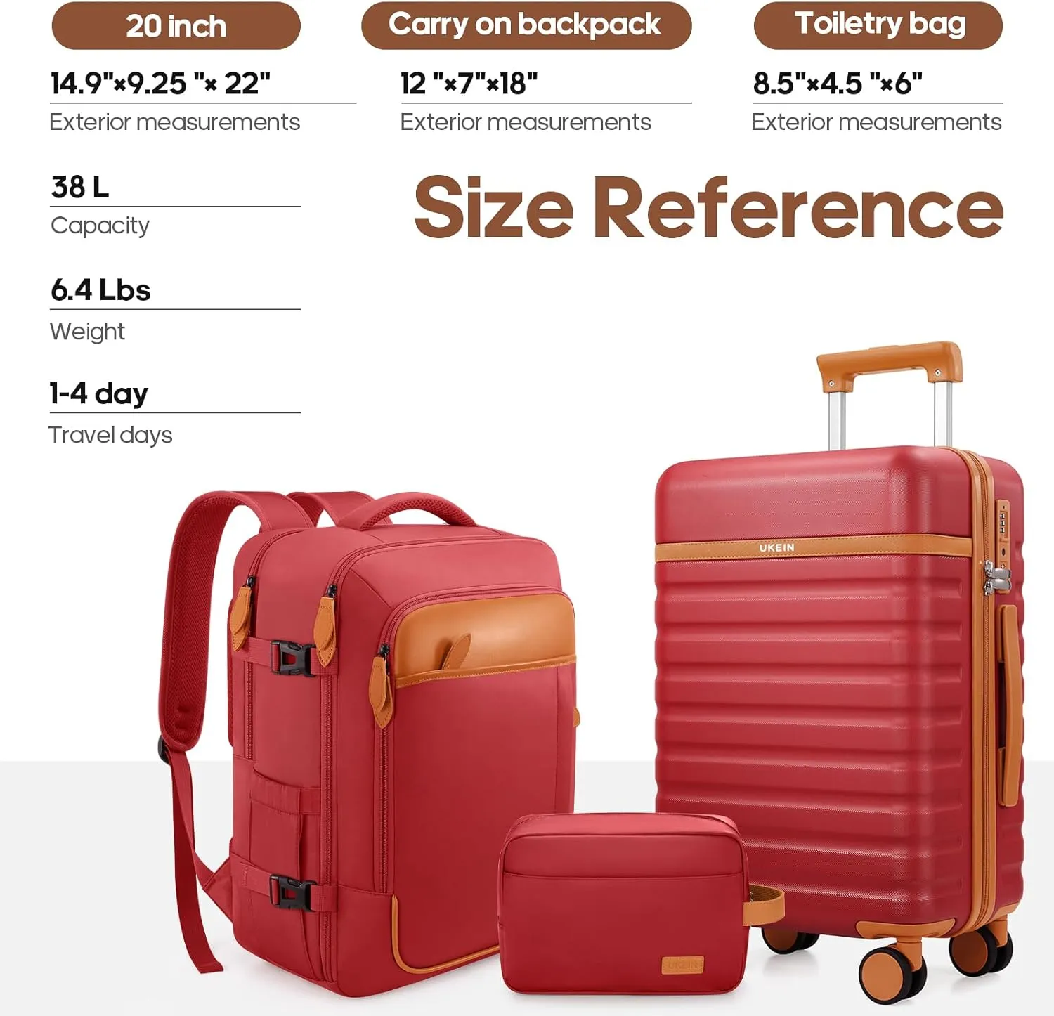 Luggage Sets 3 Piece, Carry On Luggage 20 Inch With Spinner Wheels,PC Hardside Suitcase Set with TSA Lock,Durable Carry On Suitcase With Travel Backpack for Men