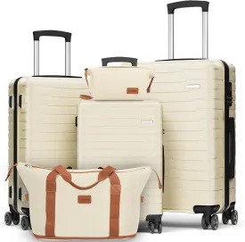 Luggage Sets 5 Piece Suitcases with Wheels, Suitcase Set ABS Hard Case Luggage with TSA Lock Spinner Wheels Durable Travel Luggage