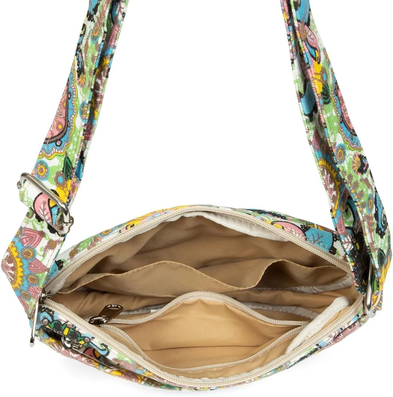 Malirona Women 's Durable Small Floral Crossbody Bag Canvas Messenger Handbag Multi Pocket Travel Satchel Purse