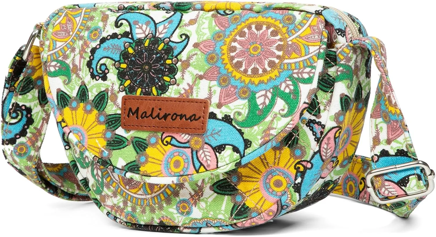 Malirona Women 's Durable Small Floral Crossbody Bag Canvas Messenger Handbag Multi Pocket Travel Satchel Purse