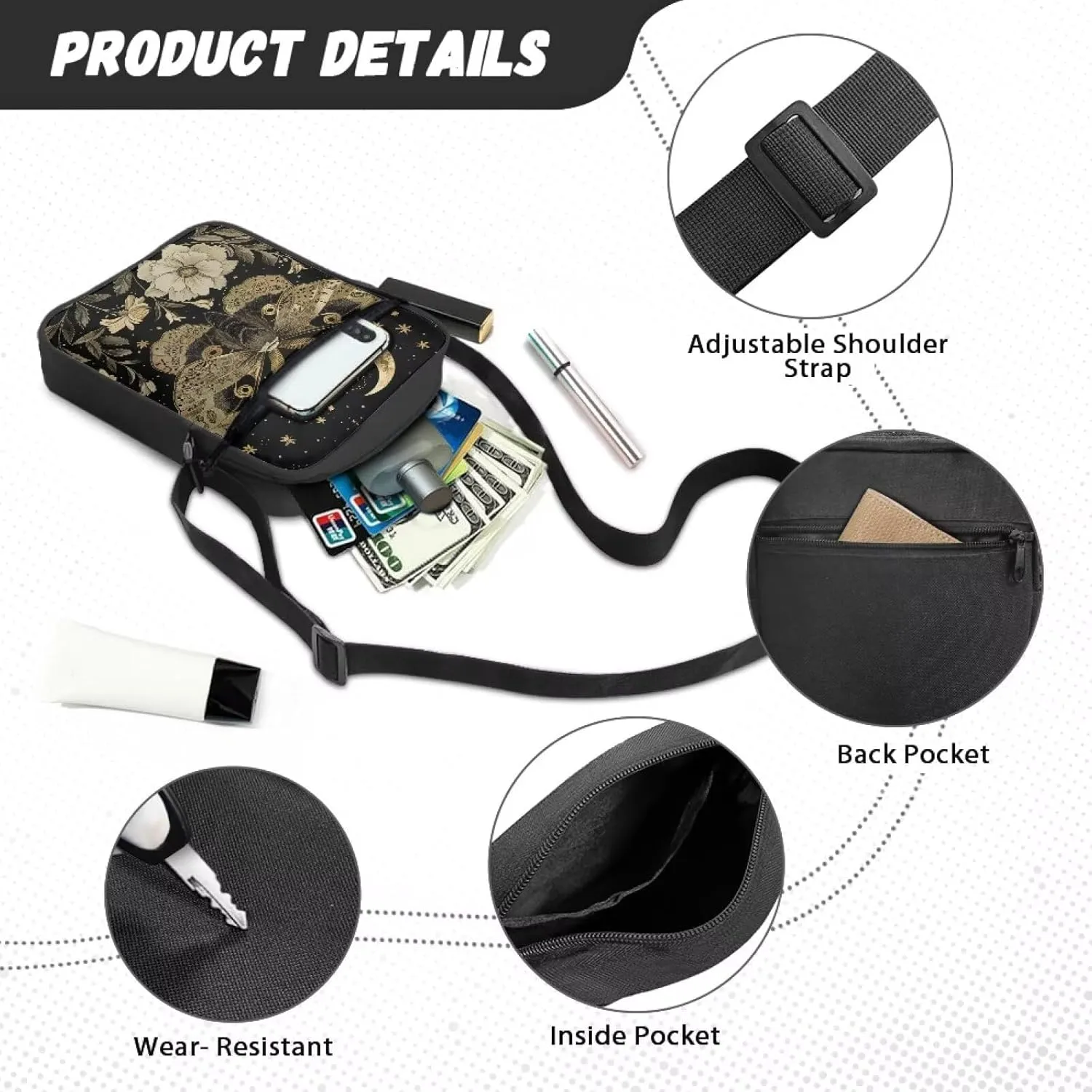 Messenger Bag for Women Lightweight Adjustable Crossbody Bag Compact Sling Satchel Casual Purse for Travel Everyday