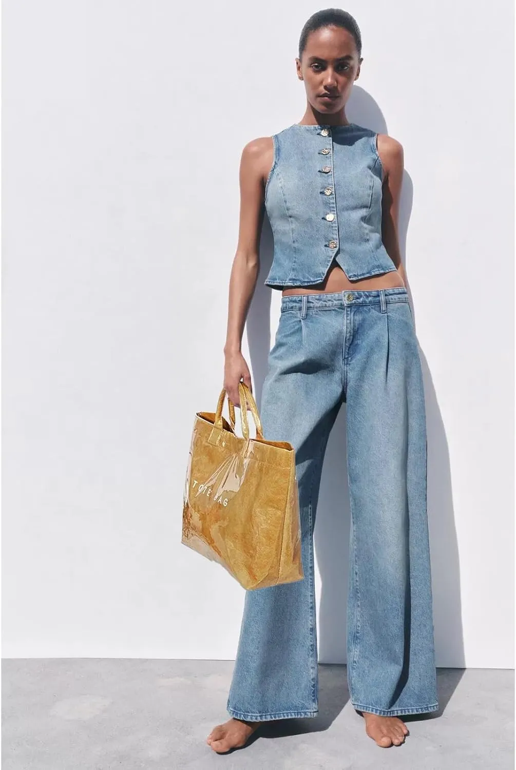 MINGRI Large Tote Bags for Women PVC Clear Totes Bag Plastic Carry All Bag Kraft Paper Shoulder Handbag Hobo for Work Travel
