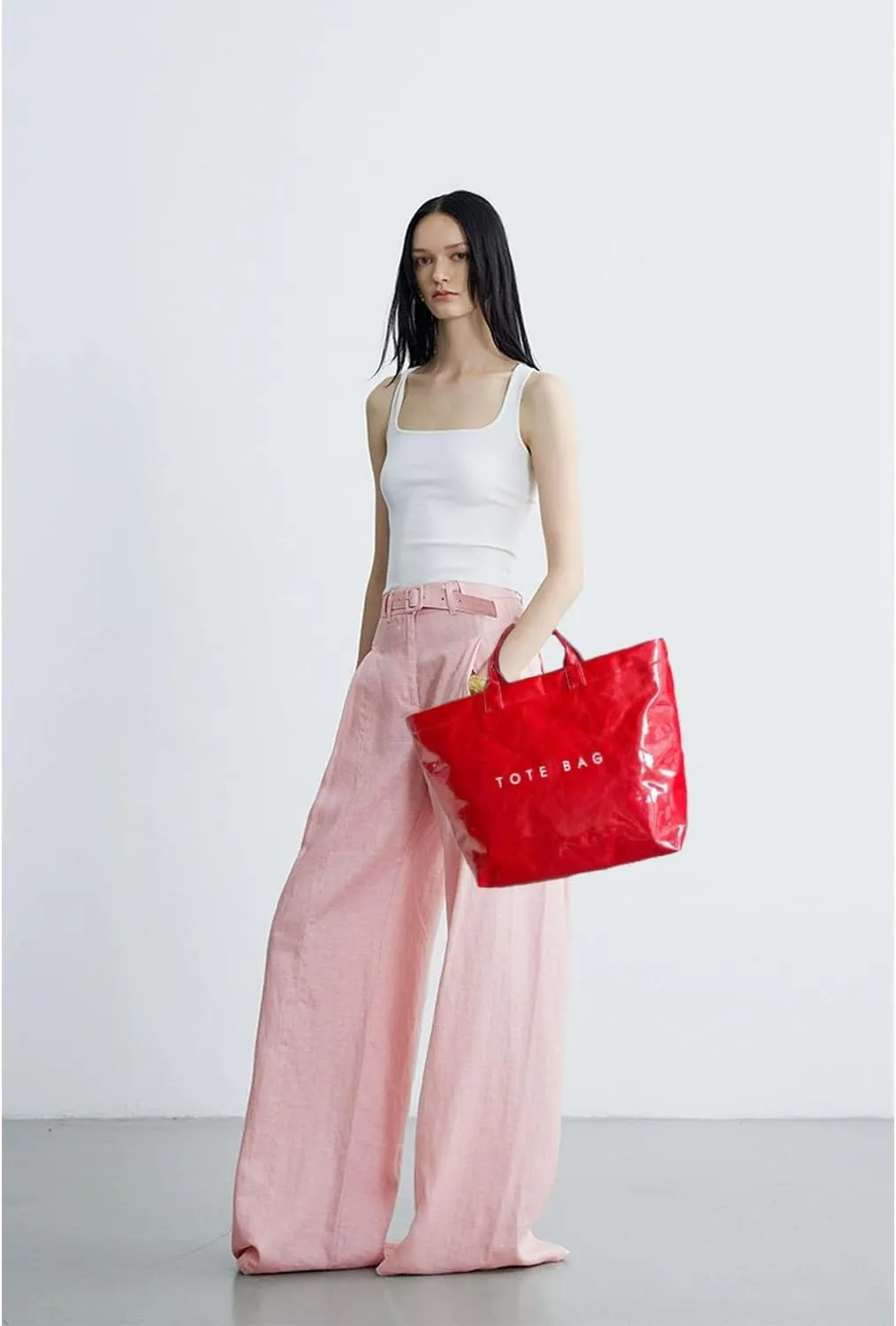 MINGRI Large Tote Bags for Women PVC Clear Totes Bag Plastic Carry All Bag Kraft Paper Shoulder Handbag Hobo for Work Travel