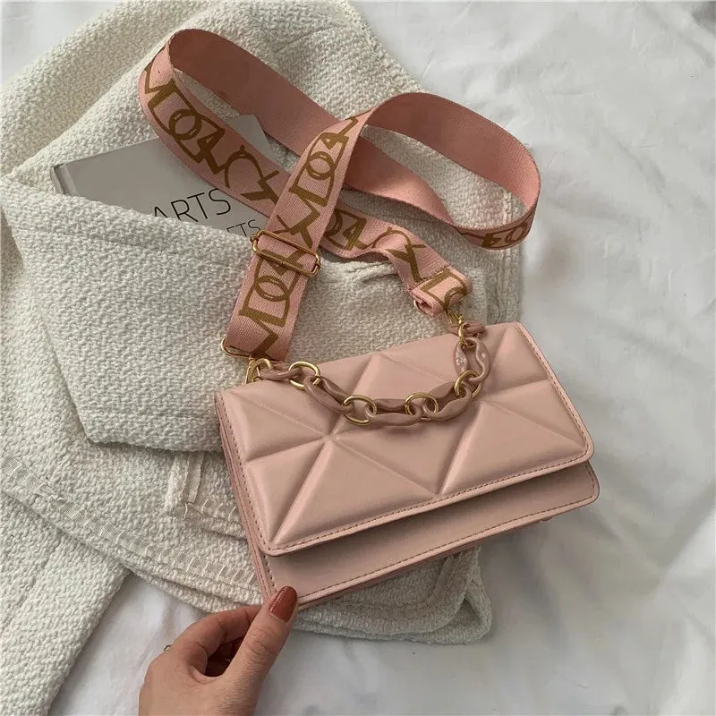 Modern New Trendy Style Women's Leather Chain Purse Shoulder Handbag Messenger Small Square Bag