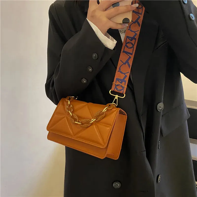 Modern New Trendy Style Women's Leather Chain Purse Shoulder Handbag Messenger Small Square Bag
