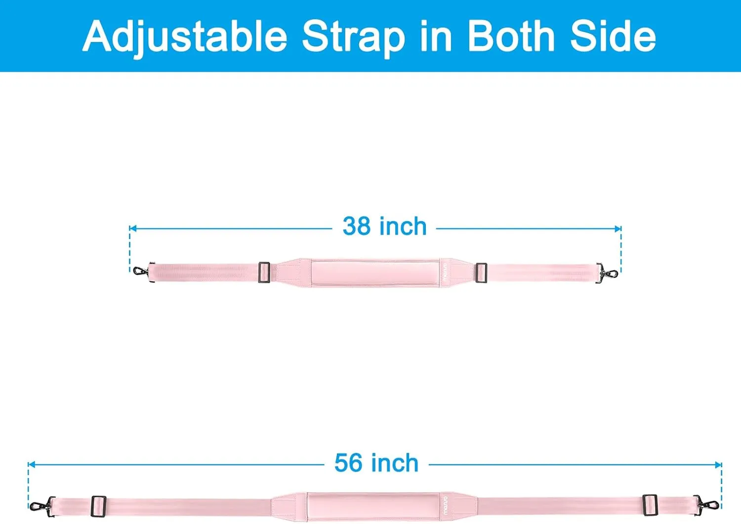 MOSISO 59 inch Shoulder Strap,Soft Adjustable Breathable Universal Replacement Non-Slip Strap with Fix Padded & Metal Swivel Hooks for Laptop Shoulder Bag/Messenger Bag/Crossbody Bag/Duffel, Pink