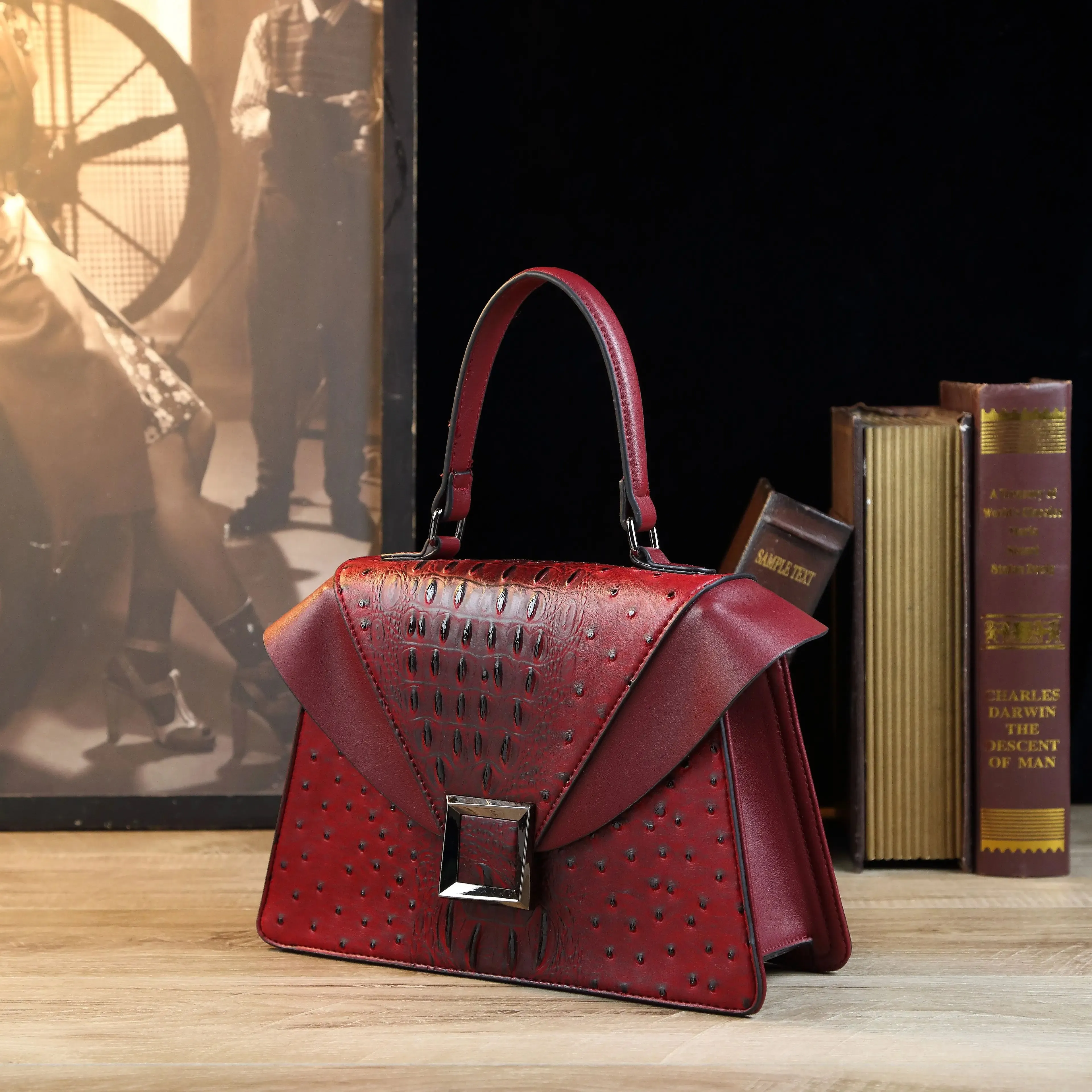 New Design Luxury PU Leather Snake Pattern Handbag Fashion Retro Style Women's Shoulder Bag
